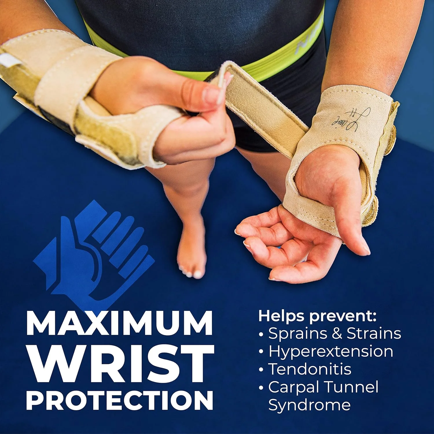 مچ بندهای اصیل ژیمناستیک Tiger Paw (فروش به صورت جفت) - مچ بندهای اصلی مسابقاتی ژیمناستیک، مچ بندهای حمایتی، قابل تنظیم، ساخت آمریکا