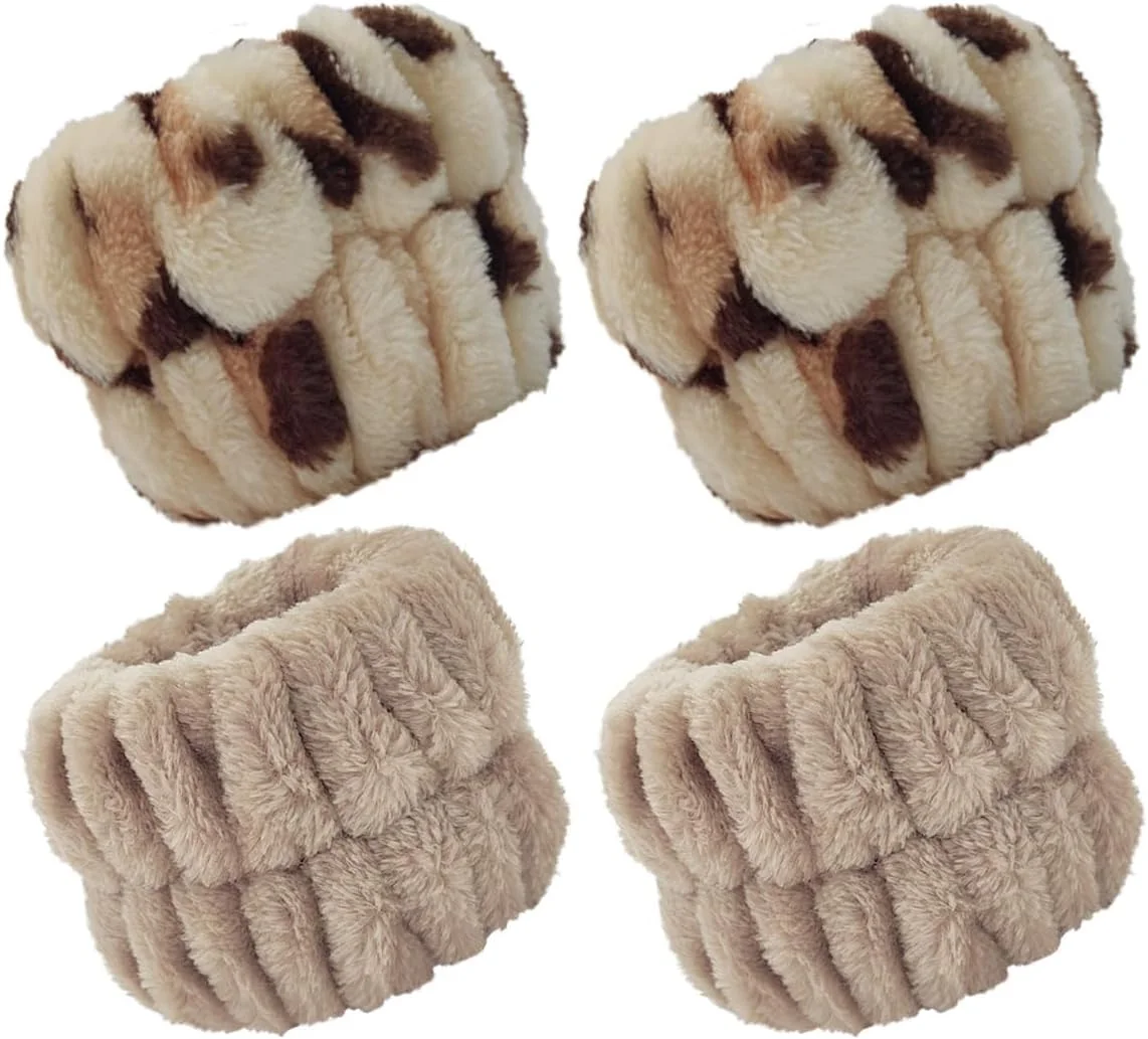 2 جفت مچ بند شستشو صورت زنانه، مچ بند اسپا جاذب، جلوگیری از ریختن مایعات روی بازوها