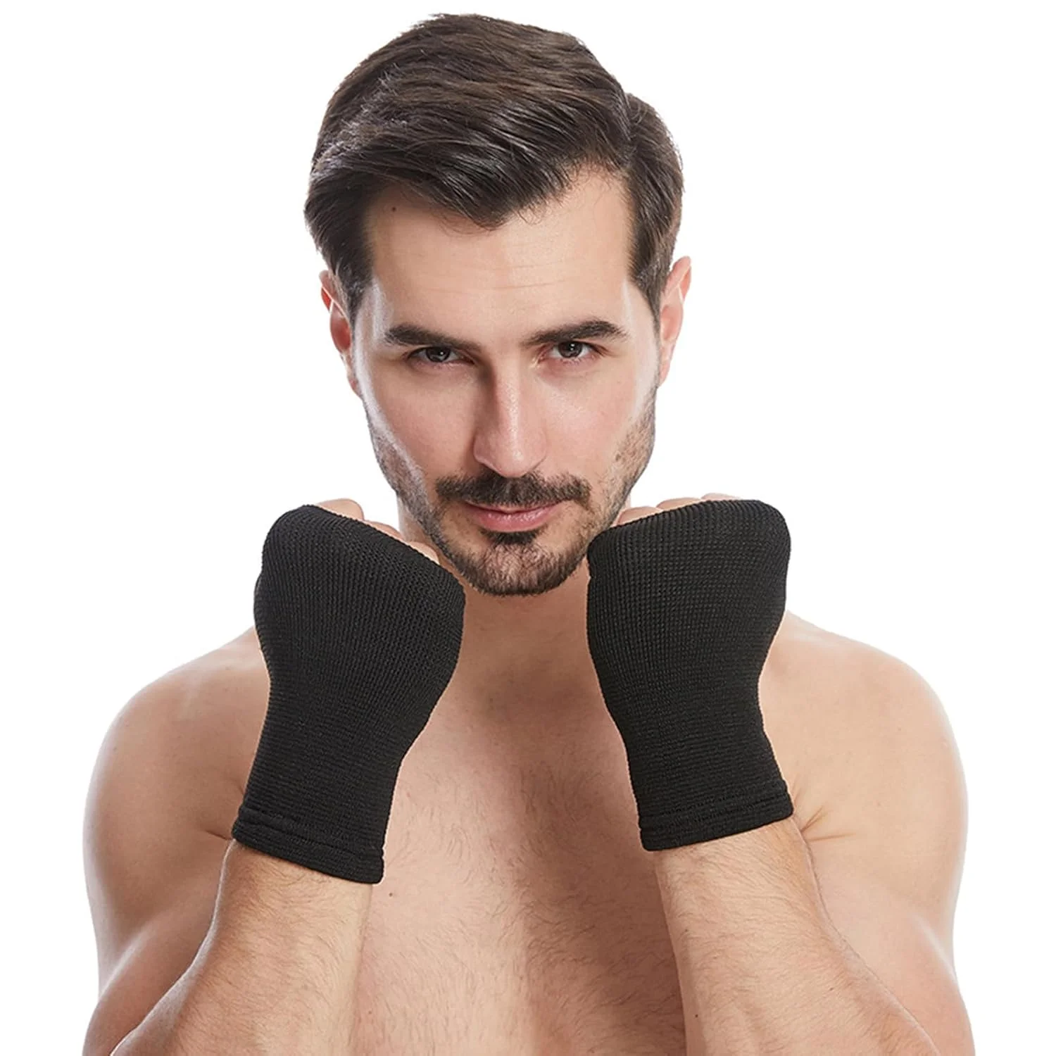 دستکش های فشاری ZERZENGGENGPT، محافظ دست، مچ و انگشت شست، آستین های بدون انگشت، مچ بند ورزشی، سفید