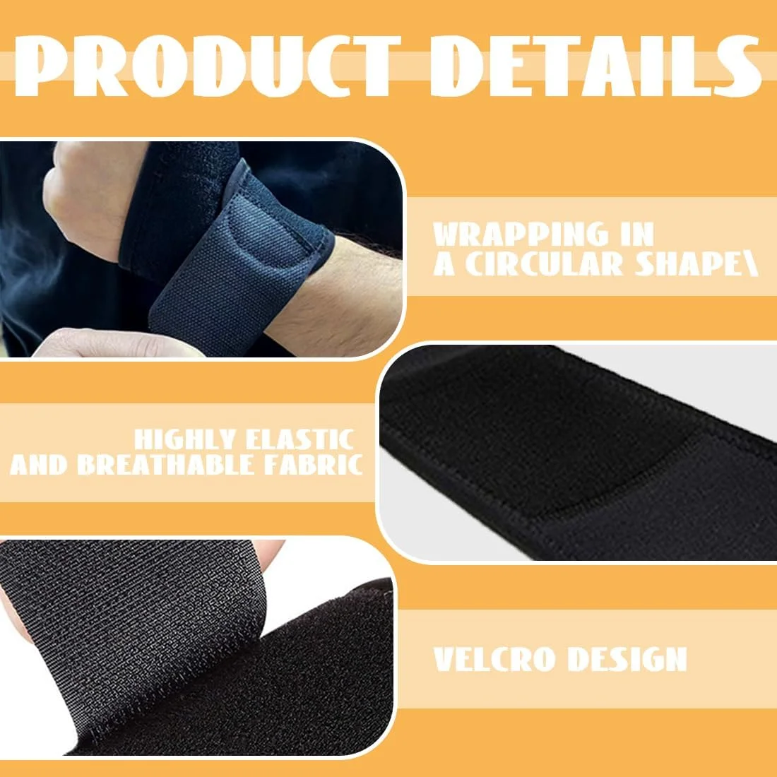 بانداژ مچی XUZOPIM، یک جفت، بانداژ مچ، ساپورت مچ ورزشی، تاندونیت، تسکین درد، آرتروز، بانداژ فشاری قابل تنظیم مچ (مشکی)