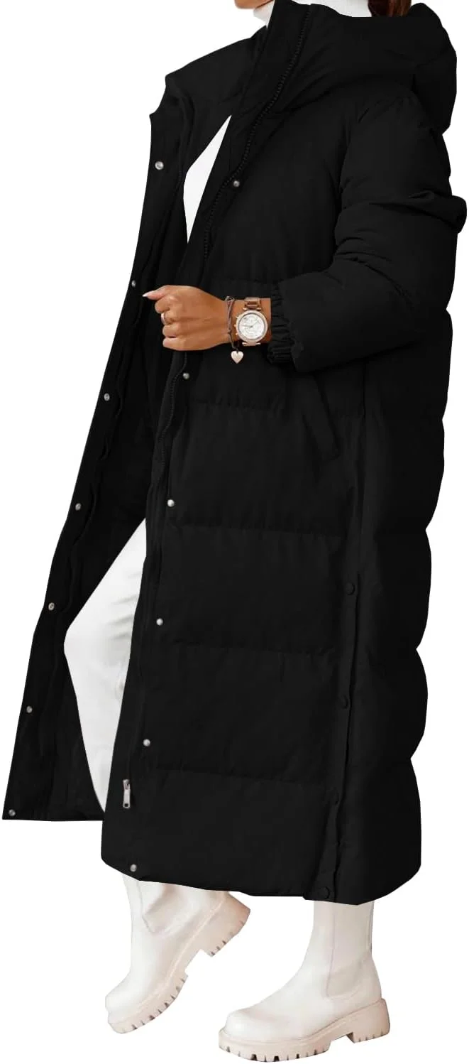 کت بلند زنانه Grlasen، کاپشن زمستانی دکمه دار آستین بلند کلاه دار