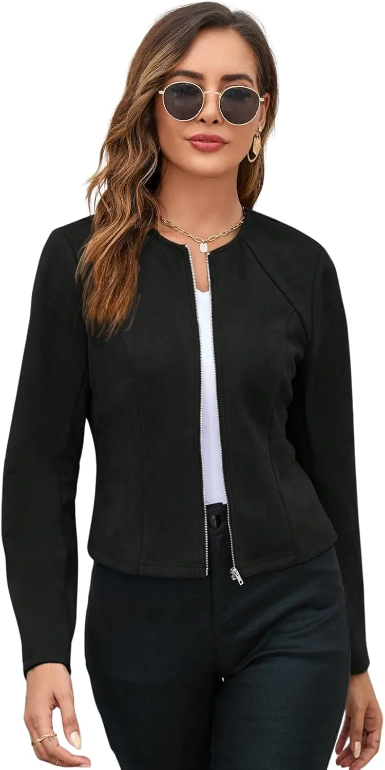 کت زنانه GRECIILOOKS، پلی استر پنبه ای، قد استاندارد، طرح ساده، مدل معمولی، تاپ های بلند، پیراهن اورسایز