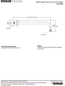 بازوی دوش و فلنج Kohler 10124-BL، مشکی مات