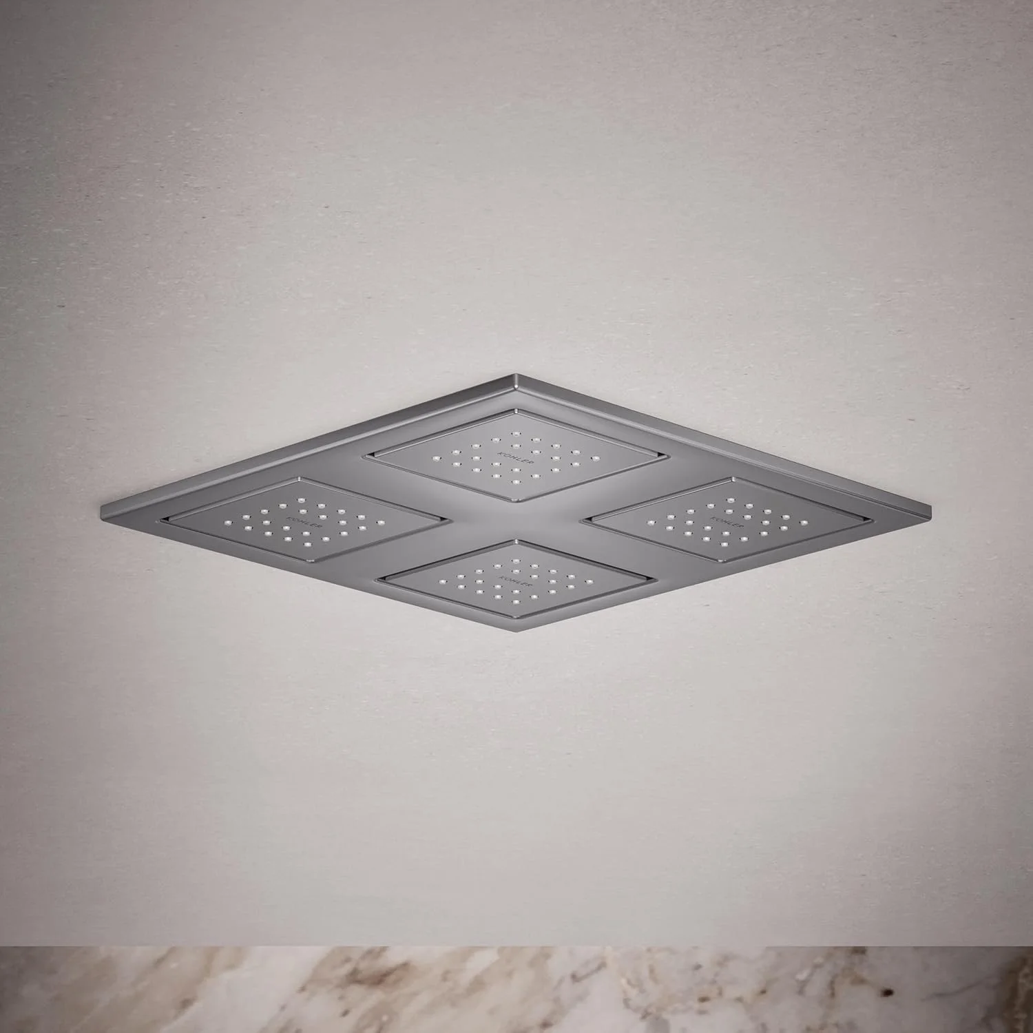 پنل دوش سقفی بارانی KOHLER K-98740-CP Watertile با 4 سر دوش 22 نازله، کروم براق