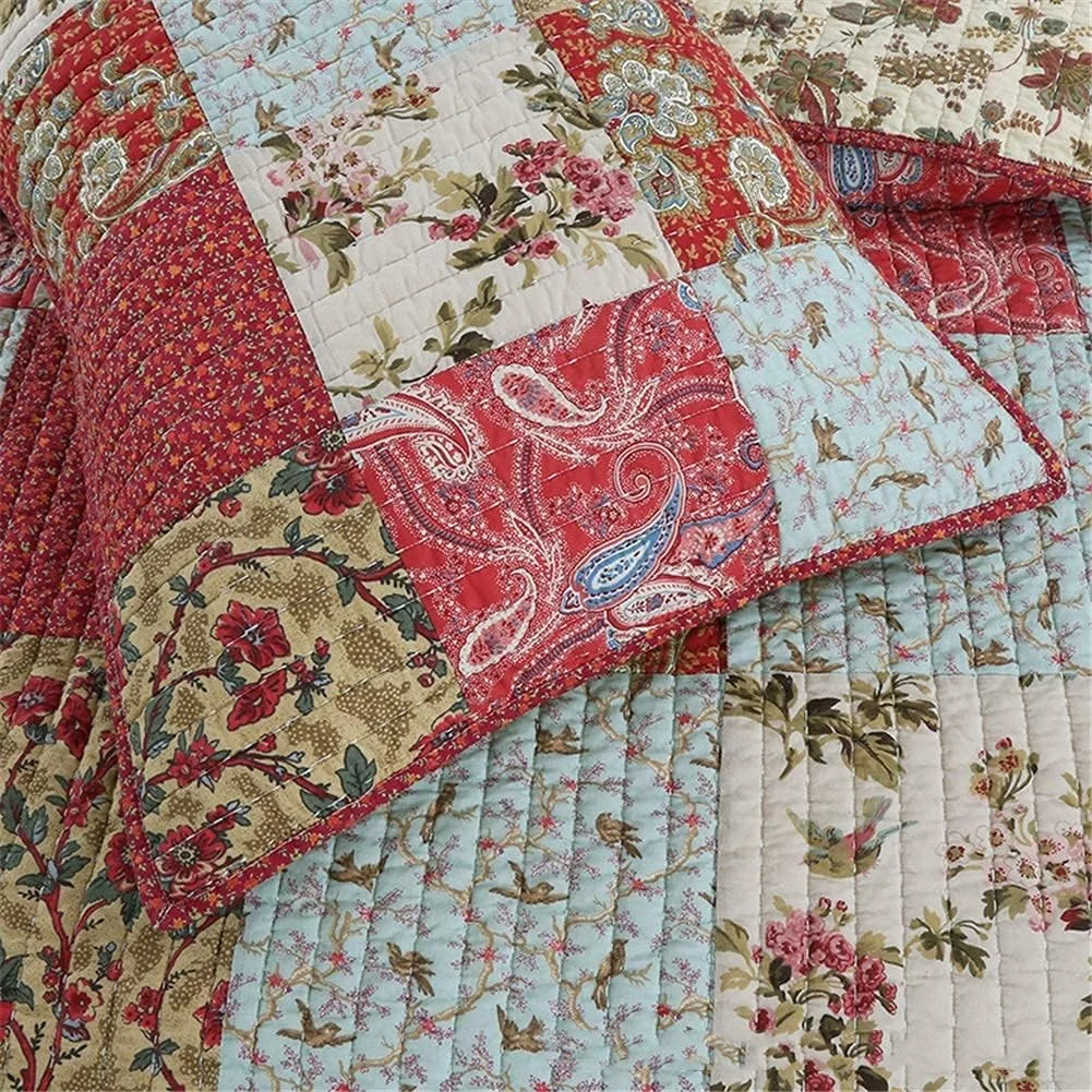 روتختی تکه دوزی شده کینگ سایز 3 تکه قرمز، پتوی تخت خواب به سبک بوهو، لحاف سبک وزن با 2 روبالشتی 230x250 سانتی متر روتختی تکه دوزی شده کینگ سایز 3 تکه قرمز، پتوی تخت خواب به سبک بوهو، لحاف سبک وزن با 2 روبالشتی 230x250 سانتی متر