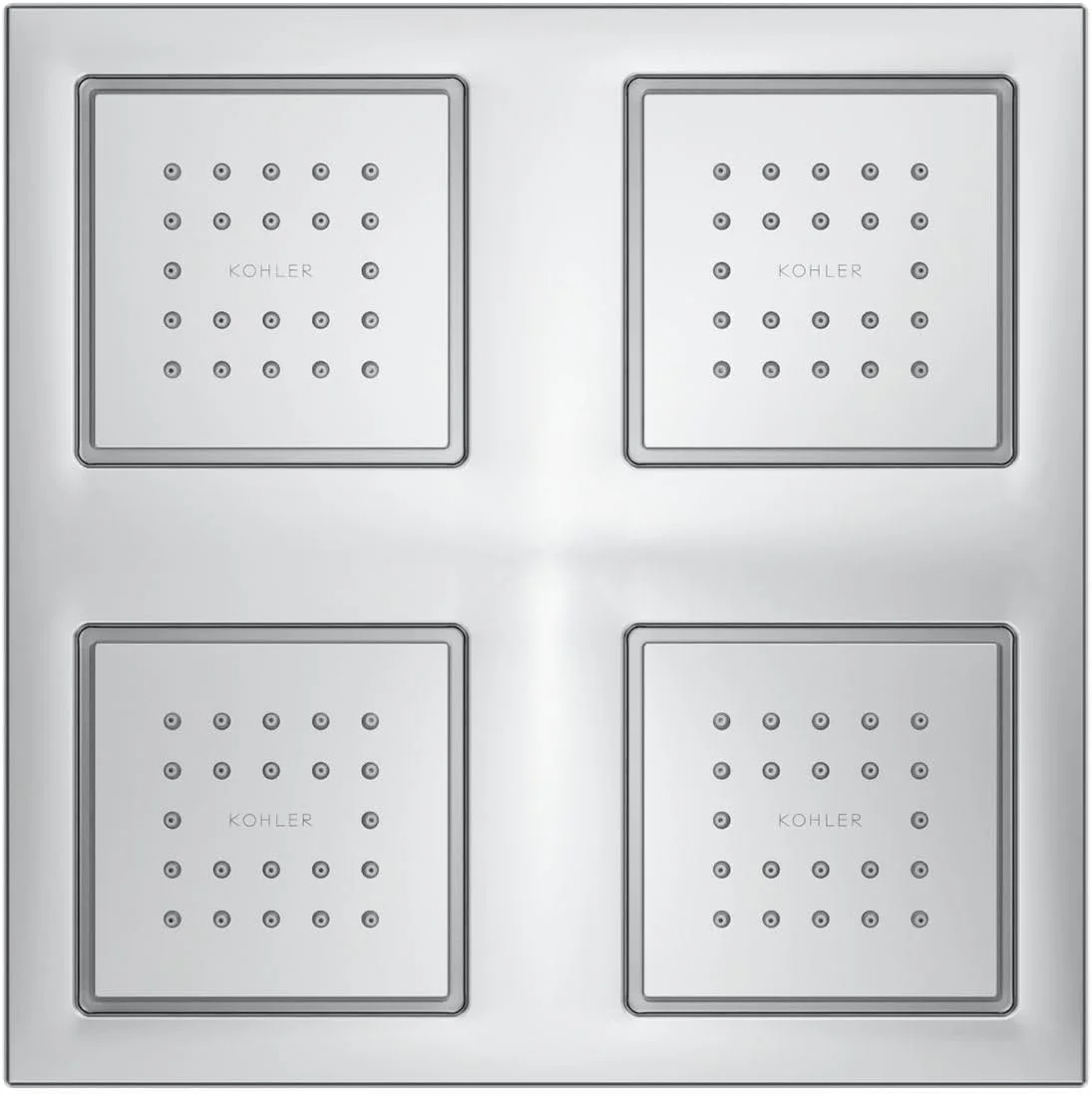 پنل دوش سقفی بارانی KOHLER K-98740-CP Watertile با 4 سر دوش 22 نازله، کروم براق
