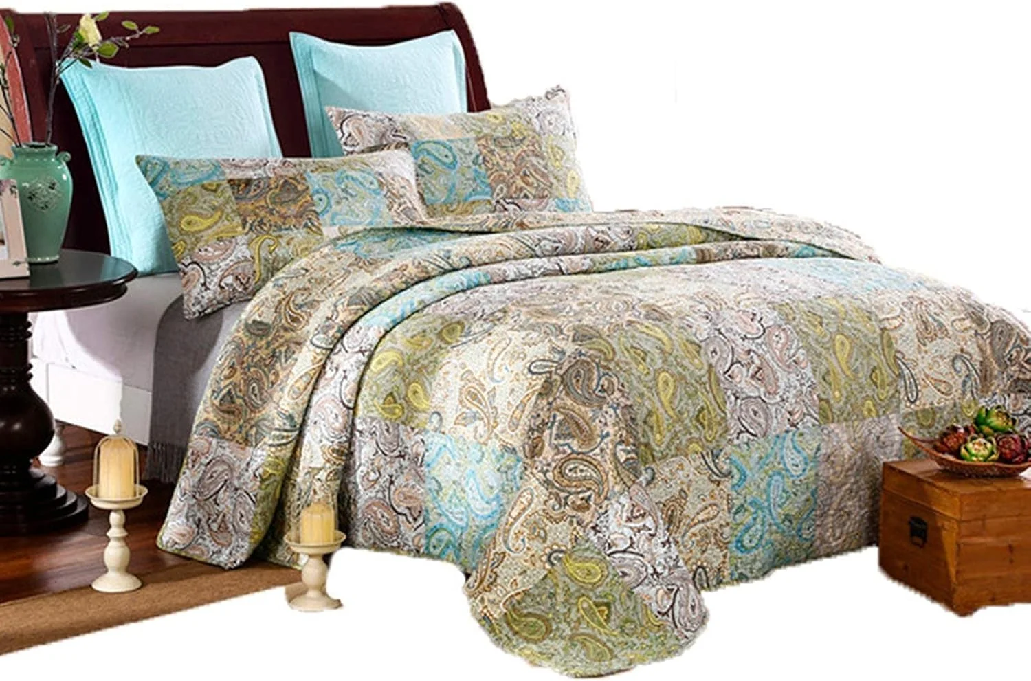 روتختی تکه دوزی، لحاف تابستانی سبک وزن 230x250 سانتی متر با 2 روبالشتی 50x70 سانتی متر