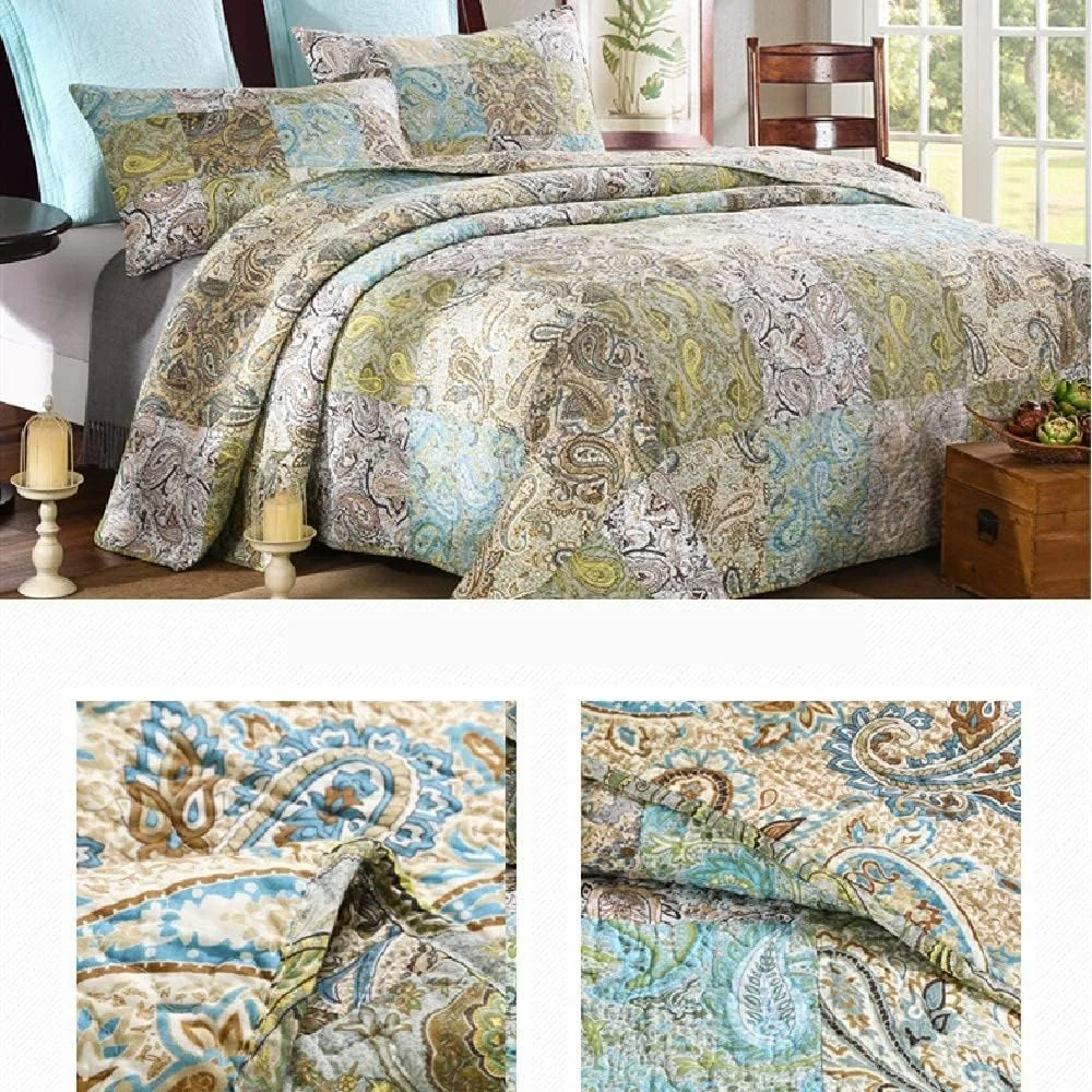 روتختی تکه دوزی، لحاف تابستانی سبک وزن 230x250 سانتی متر با 2 روبالشتی 50x70 سانتی متر