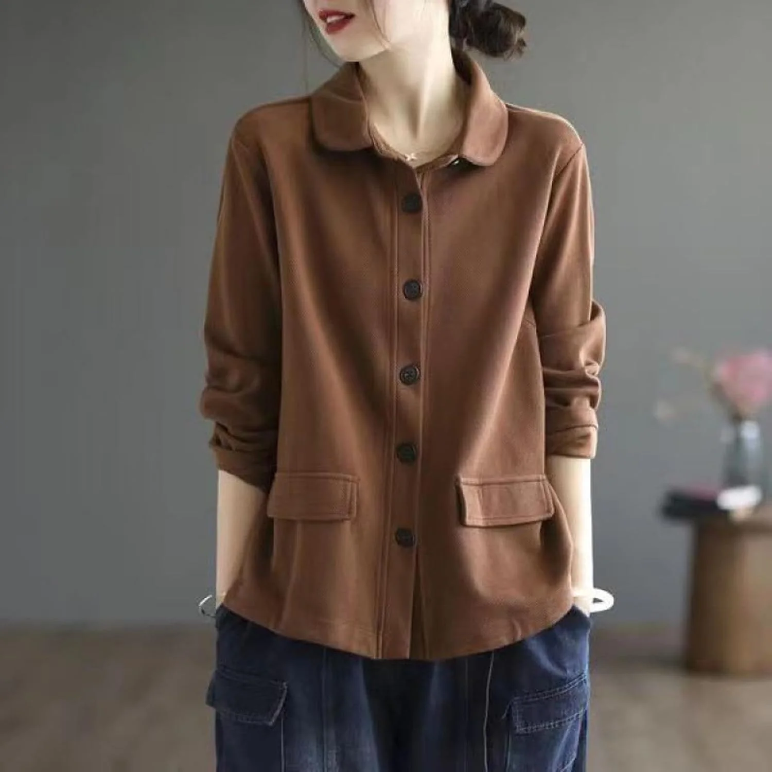 کت کوتاه زنانه به سبک ادبیات کلاسیک، مناسب بهار و پاییز، رنگ ثابت، غیر رسمی، آزاد، تک سینه