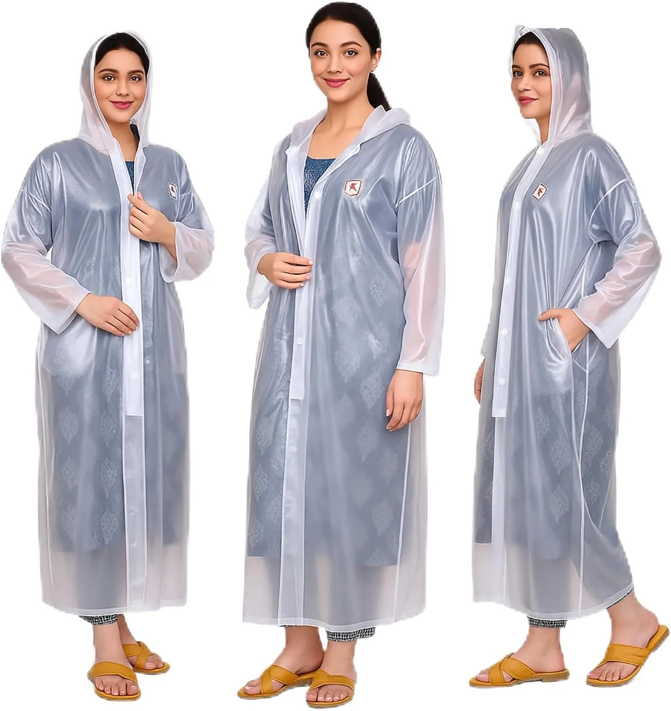 بارانی کریستالی زنانه HACER با کلاه قابل تنظیم، مناسب سفر، ضد آب، بارانی قابل استفاده مجدد برای زنان به همراه کیف حمل (XXL)