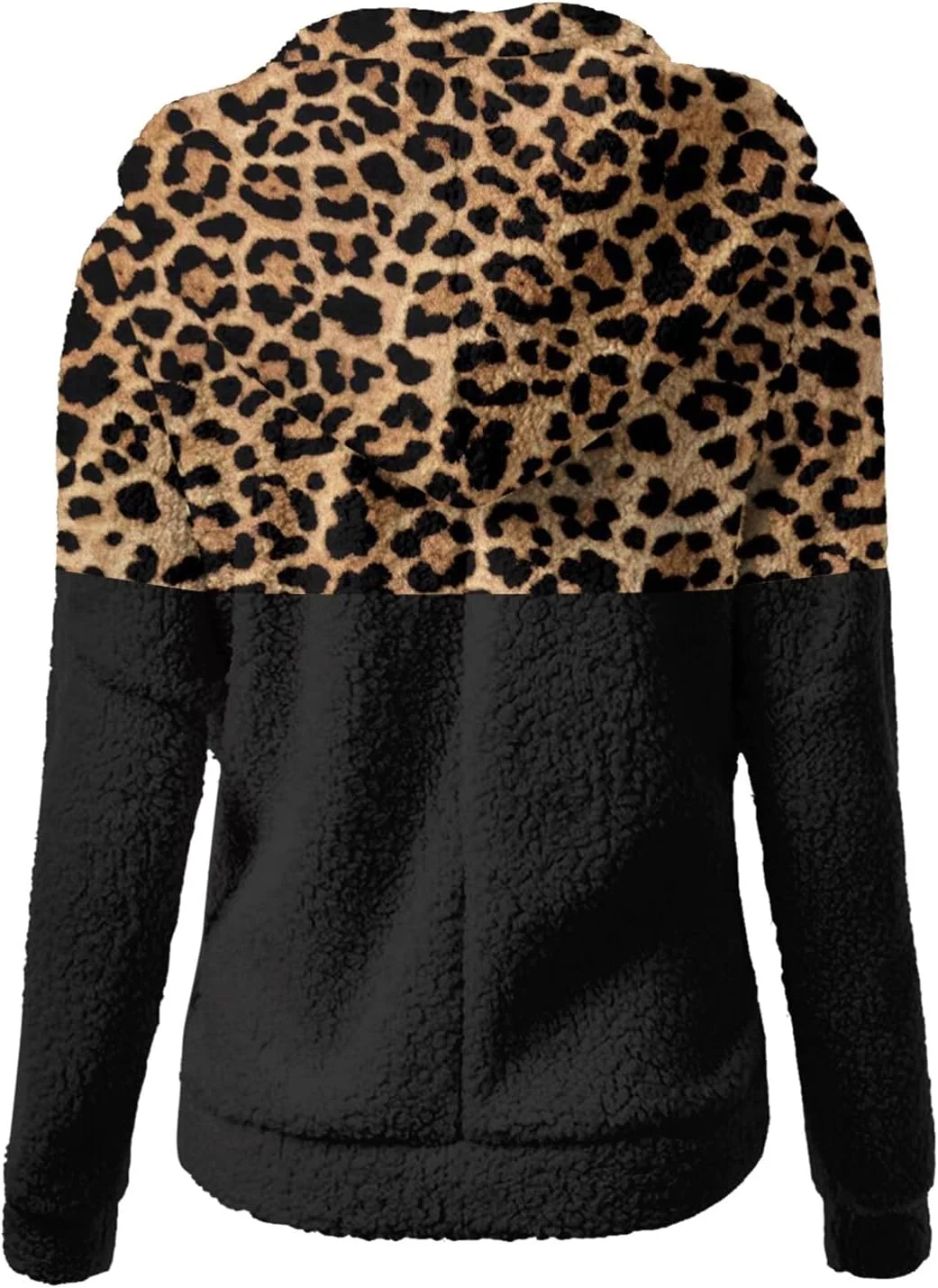 کت زمستانی زنانه HBEIDAHUANG، کت زیپ دار مخمل بره ای ضخیم زنانه با طرح پلنگی، بلوز و لباس بیرونی، ژاکت کلاه دار، کت سایز بزرگ زمستانی (رنگ: آبی تیره، سایز: بزرگ)