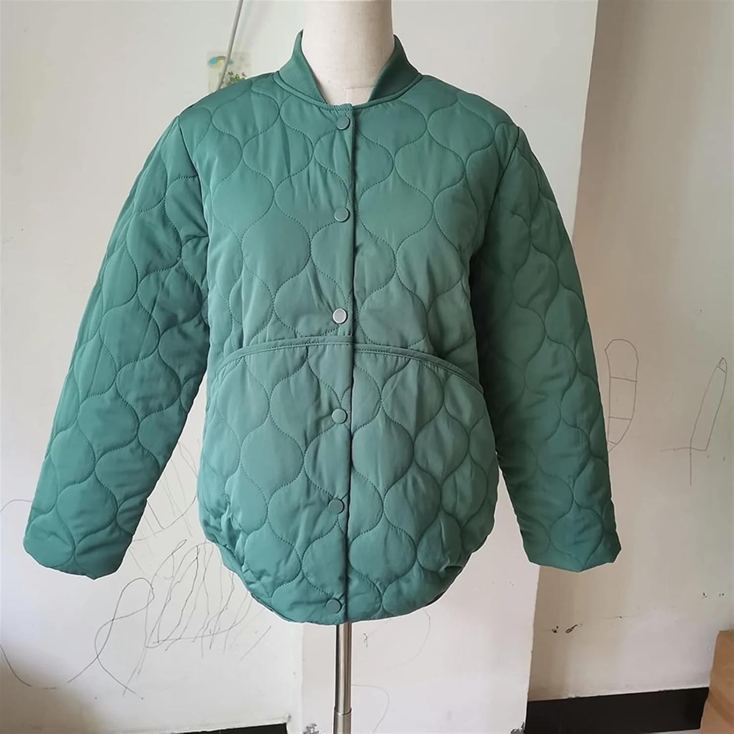 HBEIDAHUANG ژاکت پایین زنانه سایز بزرگ لباس زنانه پاییز زمستان ژاکت پنبه ای ضد الکتریسیته ساکن کت شیرین (رنگ: Hortel، سایز: XXL) HBEIDAHUANG ژاکت پایین زنانه سایز بزرگ لباس زنانه پاییز زمستان ژاکت پنبه ای ضد الکتریسیته ساکن کت شیرین (رنگ: Hortel، سایز: XXL)
