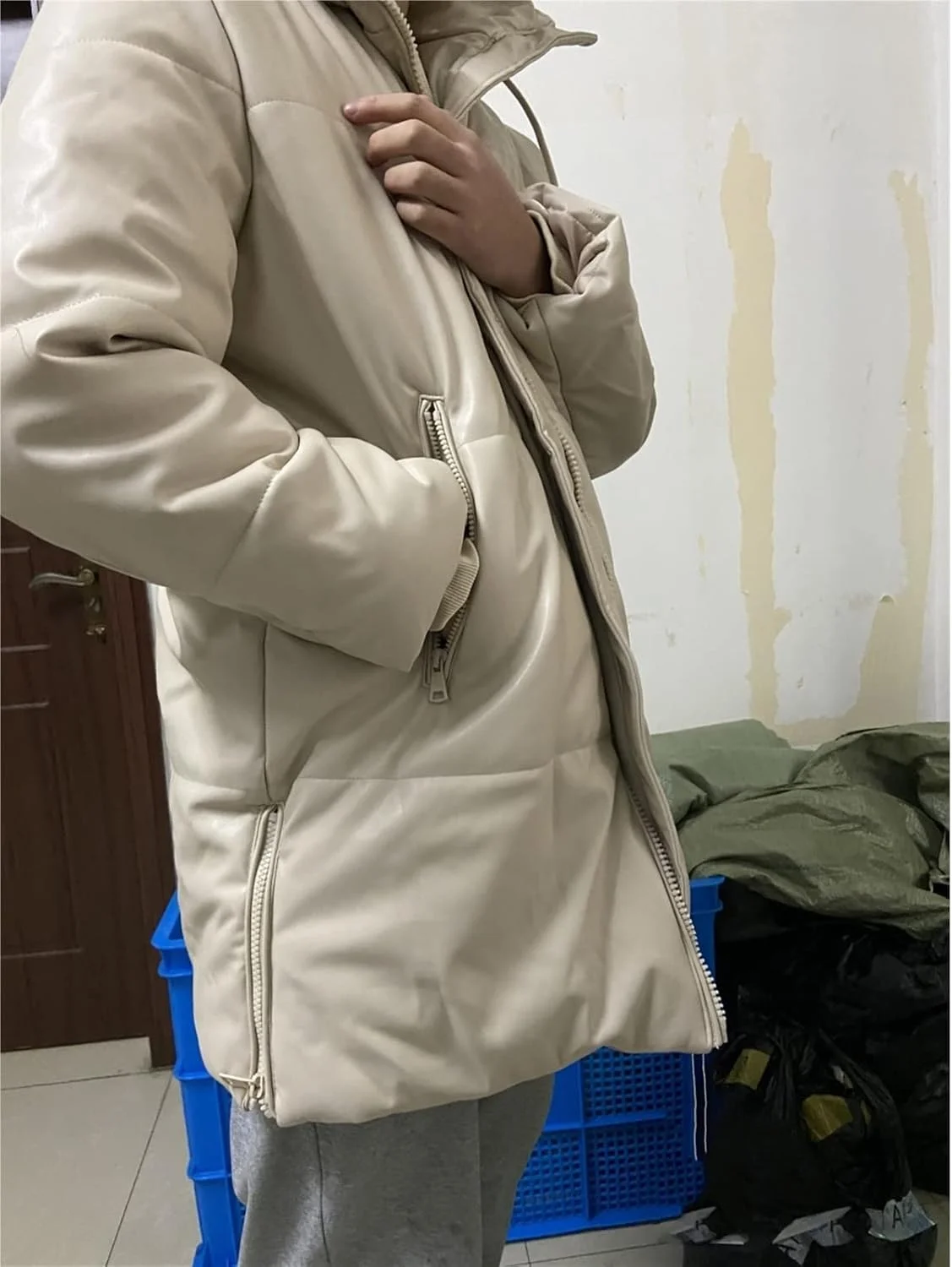 HBEIDAHUANG ژاکت پایین زنانه زمستانی کلاه دار، ژاکت چرمی مصنوعی زنانه، کت زیپ دار گشاد زنانه، کت های بلند گرم غیر رسمی (رنگ: Hortel، سایز: S) HBEIDAHUANG ژاکت پایین زنانه زمستانی کلاه دار، ژاکت چرمی مصنوعی زنانه، کت زیپ دار گشاد زنانه، کت های بلند گرم غیر رسمی (رنگ: Hortel، سایز: S)