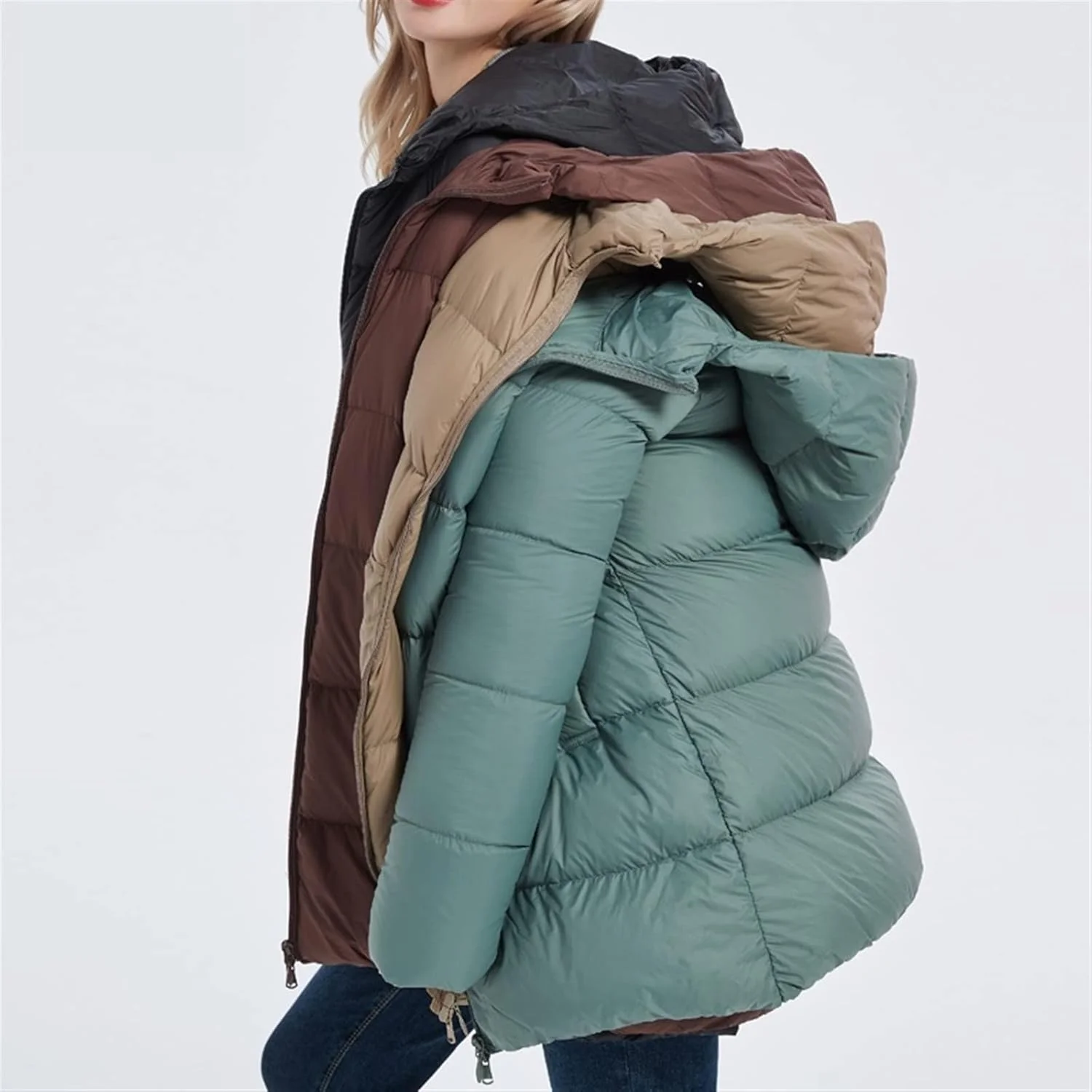 HBEIDAHUANG ژاکت پایین زنانه ژاکت پایین فوق سبک زنانه ضخیم گرم کلاه دار پارکای پایین اردک لباس بیرونی زنانه (رنگ: Hortel، سایز: M) HBEIDAHUANG ژاکت پایین زنانه ژاکت پایین فوق سبک زنانه ضخیم گرم کلاه دار پارکای پایین اردک لباس بیرونی زنانه (رنگ: Hortel، سایز: M)