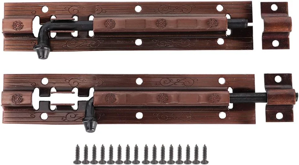 قفل درب، 2 عدد قفل کشویی ضد سرقت برای درب، قفل پنجره، اتصالات سخت افزاری، سطح برس خورده ضخیم (14.4x3 سانتی متر) قفل درب، 2 عدد قفل کشویی ضد سرقت برای درب، قفل پنجره، اتصالات سخت افزاری، سطح برس خورده ضخیم (14.4x3 سانتی متر)