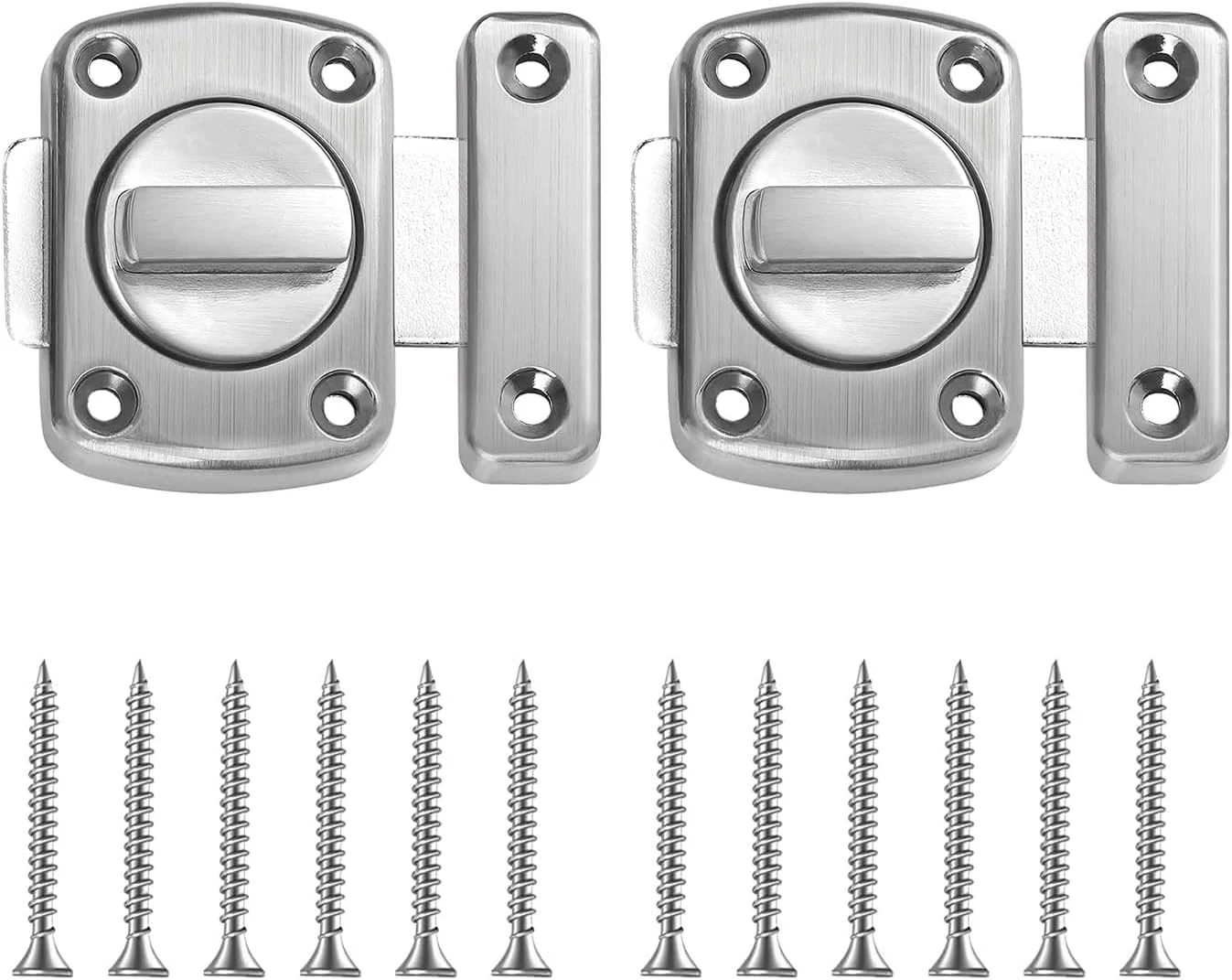 قفل درب ضد سرقت، بسته 2 عددی قفل چرخشی استیل ضد زنگ، قفل درب، درب کابینت، قفل چرخشی، قفل درب استیل ضد زنگ برس خورده با پیچ برای درب های مختلف (نقره ای) قفل درب ضد سرقت، بسته 2 عددی قفل چرخشی استیل ضد زنگ، قفل درب، درب کابینت، قفل چرخشی، قفل درب استیل ضد زنگ برس خورده با پیچ برای درب های مختلف (نقره ای)