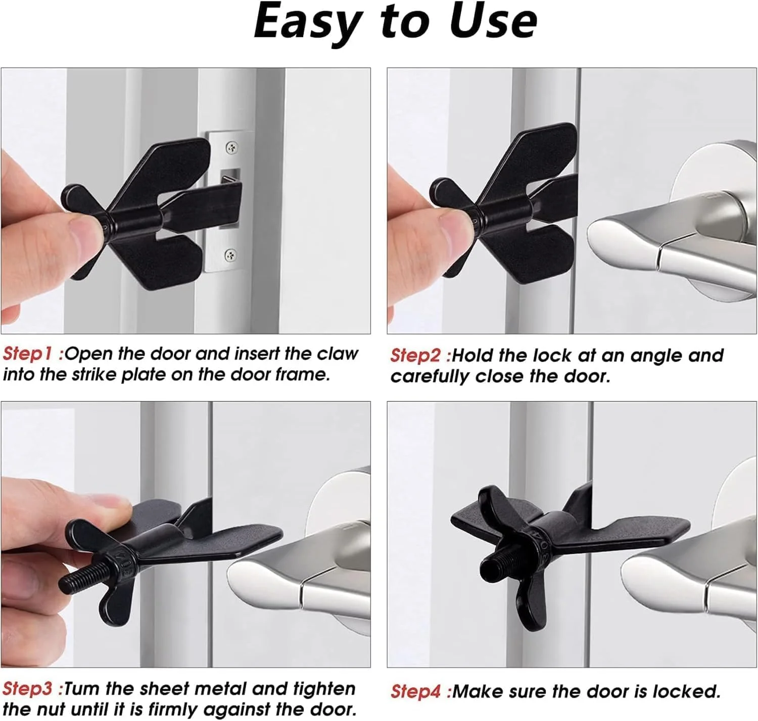 قفل درب قابل حمل Aputue، قفل امنیتی سنگین برای مسافرت بدون نیاز به نصب، دستگاه ایمنی اضافی برای خانه، هتل، آپارتمان، خوابگاه، مدرسه، دفتر، استفاده آسان، قفل محافظت از حریم خصوصی