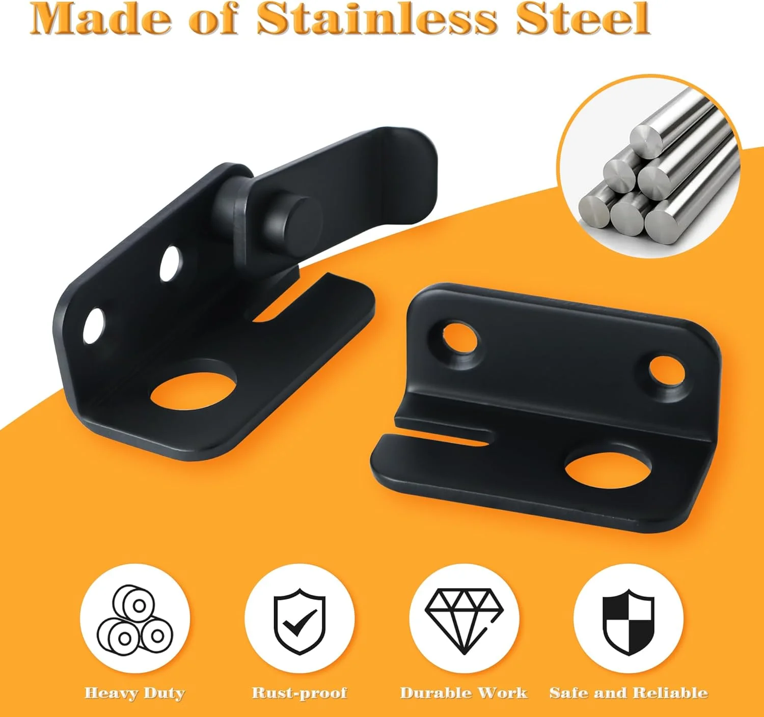 قفل درب کشویی Alise، قفل امنیتی درب، 55x45 میلی متر، استیل ضد زنگ مشکی مات