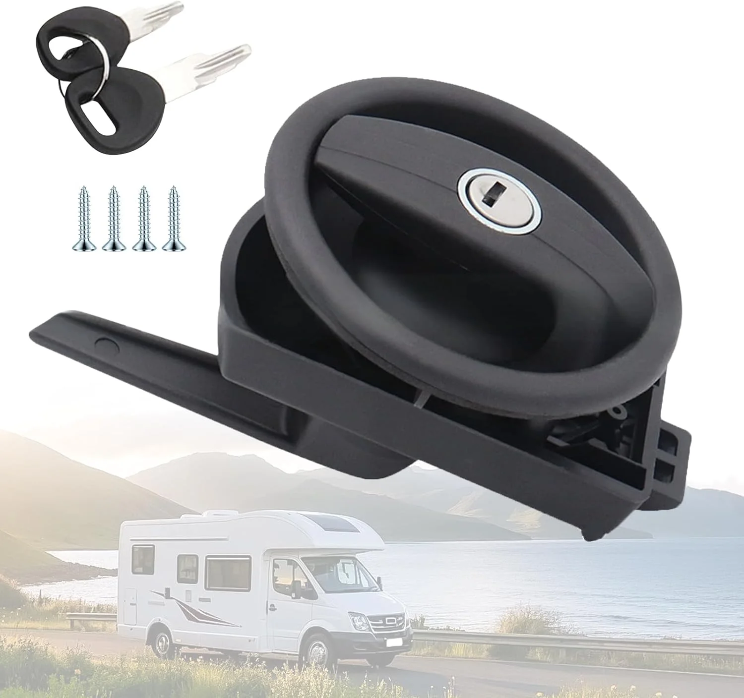 قفل درب کاروان گرد، قفل درب حمام، کنترل دوگانه فرورفته با کلید، سازگار با اکثر RV، ون کمپر، توالت، نصب آسان بدون سوراخکاری