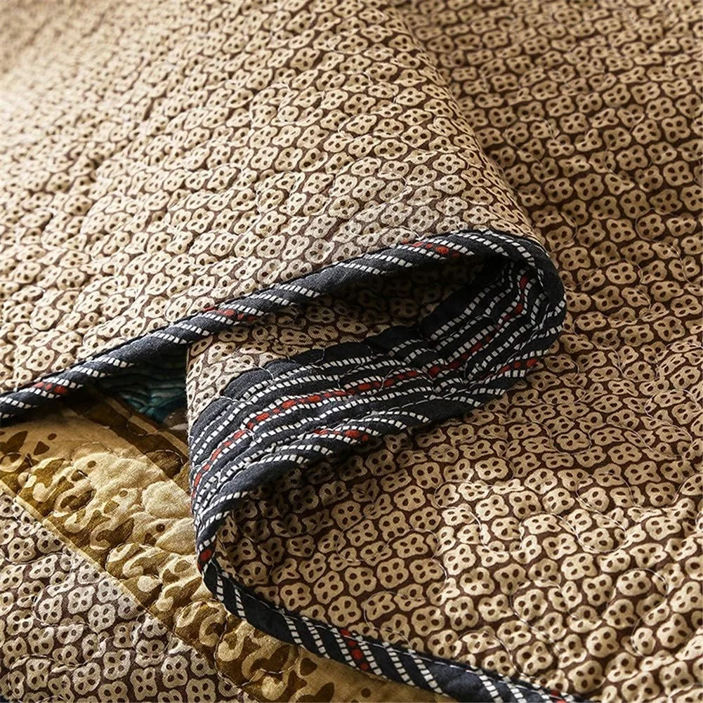 روتختی تکه دوزی شده طرح دار سایز کینگ 3 تکه، طرح گلدار قهوه ای خاکستری، رو تختی پنبه ای تکه دوزی شده با 2 روبالشتی 230x250 سانتی متر روتختی تکه دوزی شده طرح دار سایز کینگ 3 تکه، طرح گلدار قهوه ای خاکستری، رو تختی پنبه ای تکه دوزی شده با 2 روبالشتی 230x250 سانتی متر