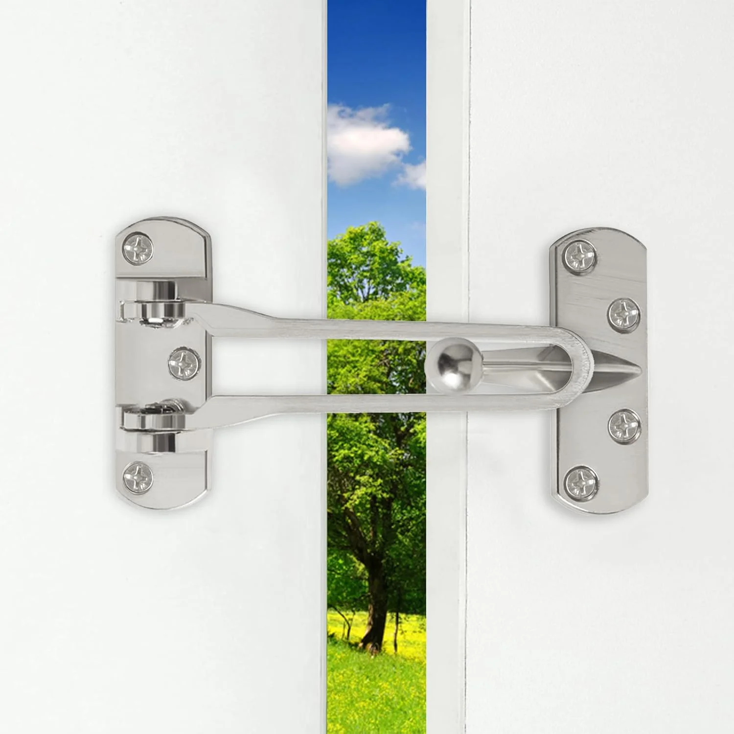 قفل درب Alise MS570-LS، قفل میله ای چرخشی، محافظ درب ضد سرقت، قفل درب، گیره درب، نیکل برس خورده