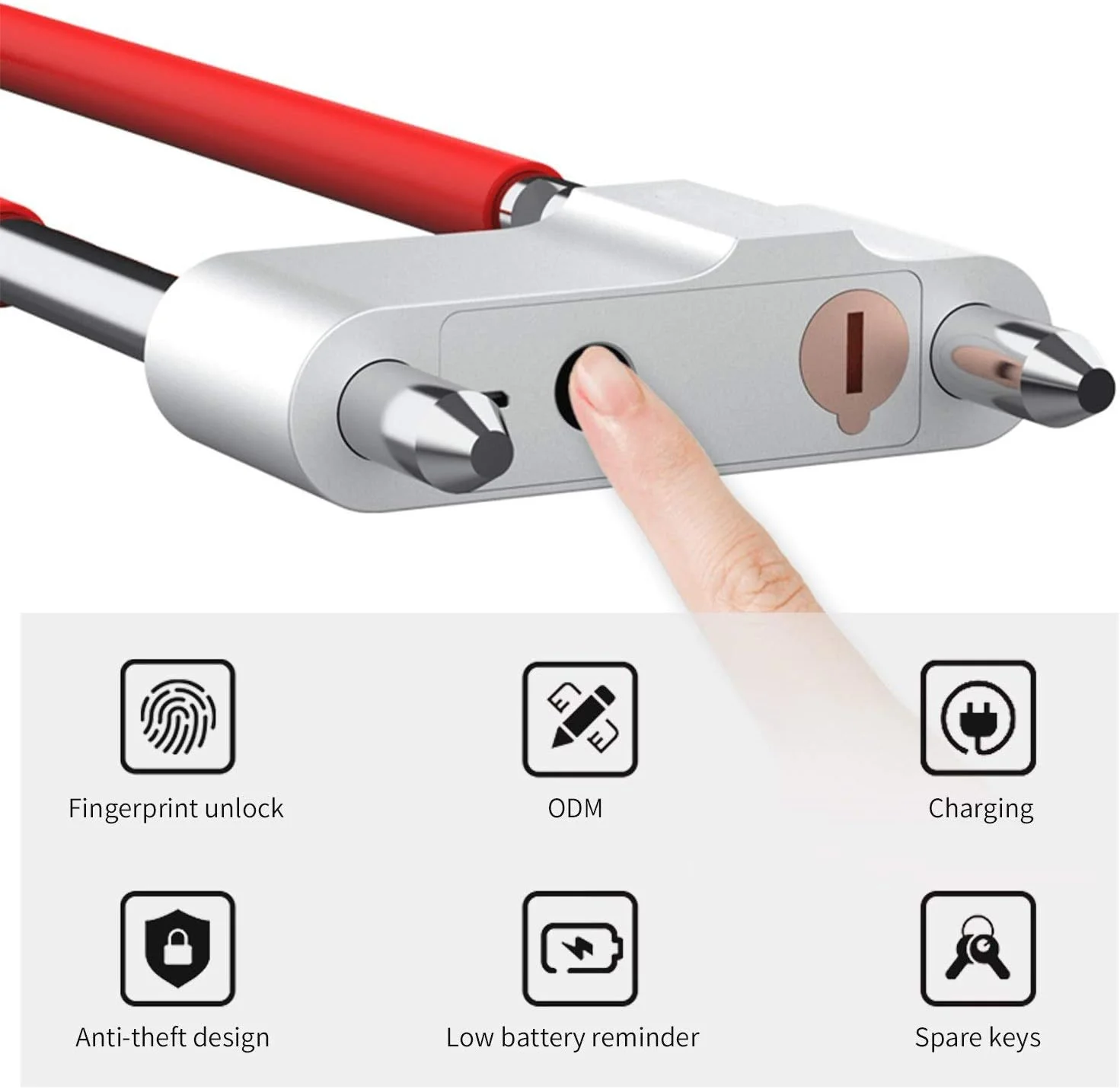 قفل اثر انگشت الکترونیکی هوشمند U شکل ABchat، قفل الکترونیکی U شکل ضد سرقت برای درب شیشه ای مغازه و اداره، مناسب برای دوچرخه و موتور سیکلت - مشکی (رنگ: قرمز) قفل اثر انگشت الکترونیکی هوشمند U شکل ABchat، قفل الکترونیکی U شکل ضد سرقت برای درب شیشه ای مغازه و اداره، مناسب برای دوچرخه و موتور سیکلت - مشکی (رنگ: قرمز)