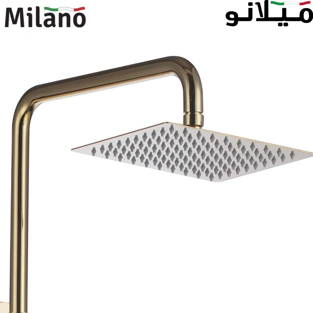 ست کامل ستون دوش بارانی Milano Vista - روکش طلایی | شیر دوش تنظیم فشار برنجی جامد | سیستم دوش بارانی دیواری برای حمام با دوش دستی قابل تنظیم ست کامل ستون دوش بارانی Milano Vista - روکش طلایی | شیر دوش تنظیم فشار برنجی جامد | سیستم دوش بارانی دیواری برای حمام با دوش دستی قابل تنظیم