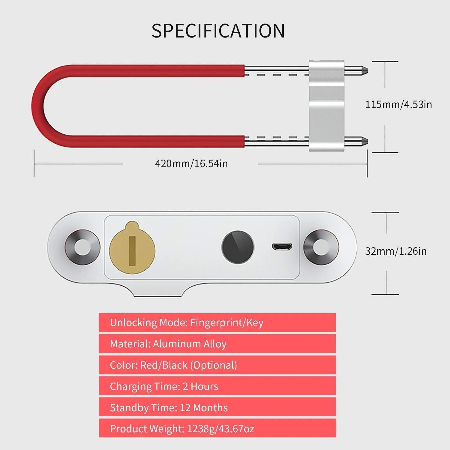 قفل اثر انگشت الکترونیکی هوشمند U شکل ABchat، قفل الکترونیکی U شکل ضد سرقت برای درب شیشه ای مغازه و اداره، مناسب برای دوچرخه و موتور سیکلت - مشکی (رنگ: قرمز) قفل اثر انگشت الکترونیکی هوشمند U شکل ABchat، قفل الکترونیکی U شکل ضد سرقت برای درب شیشه ای مغازه و اداره، مناسب برای دوچرخه و موتور سیکلت - مشکی (رنگ: قرمز)