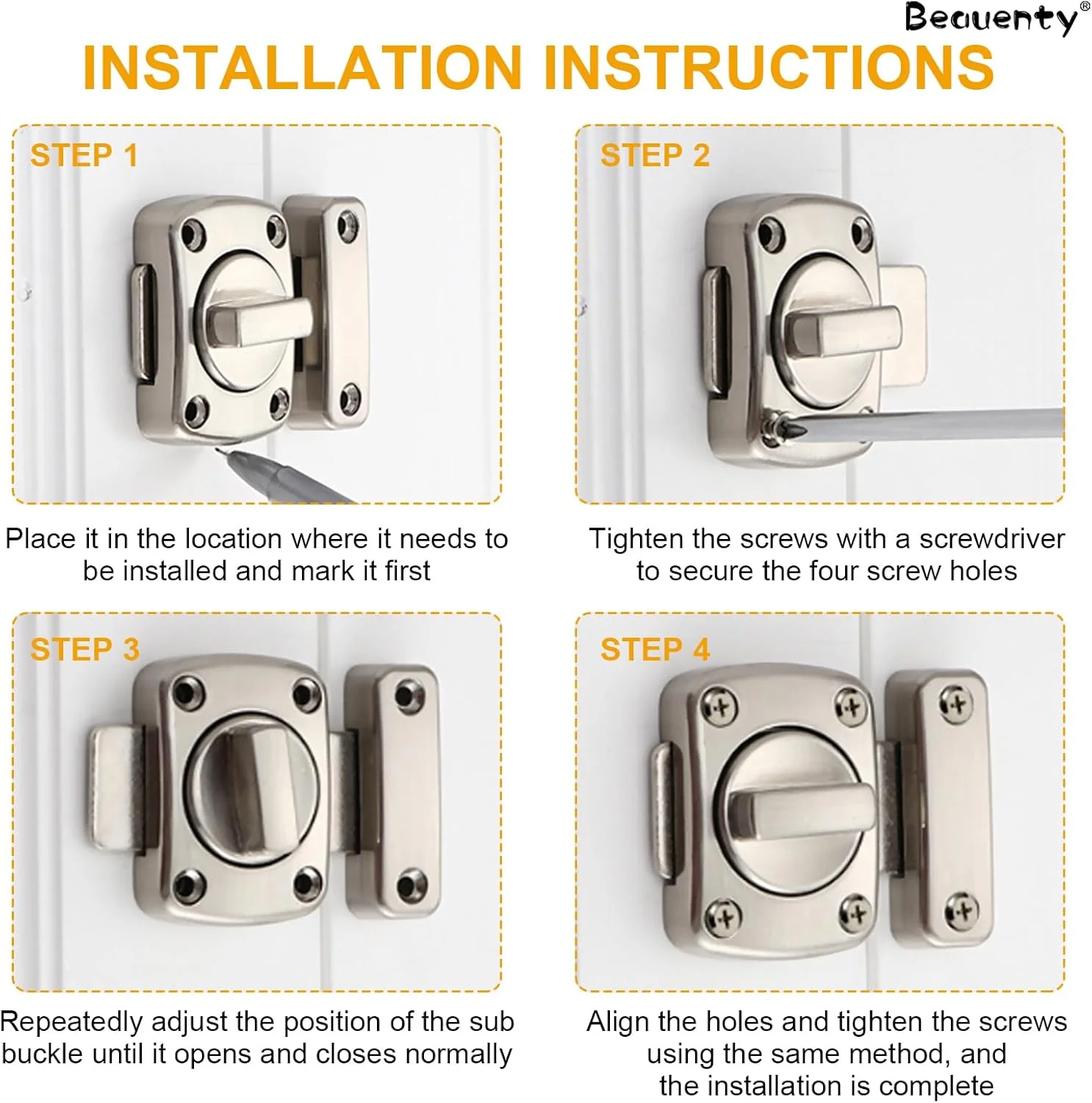 قفل چرخشی Beauenty، قفل کشویی درب ایمنی، قفل پیچ امنیتی قفل چرخشی Beauenty، قفل کشویی درب ایمنی، قفل پیچ امنیتی