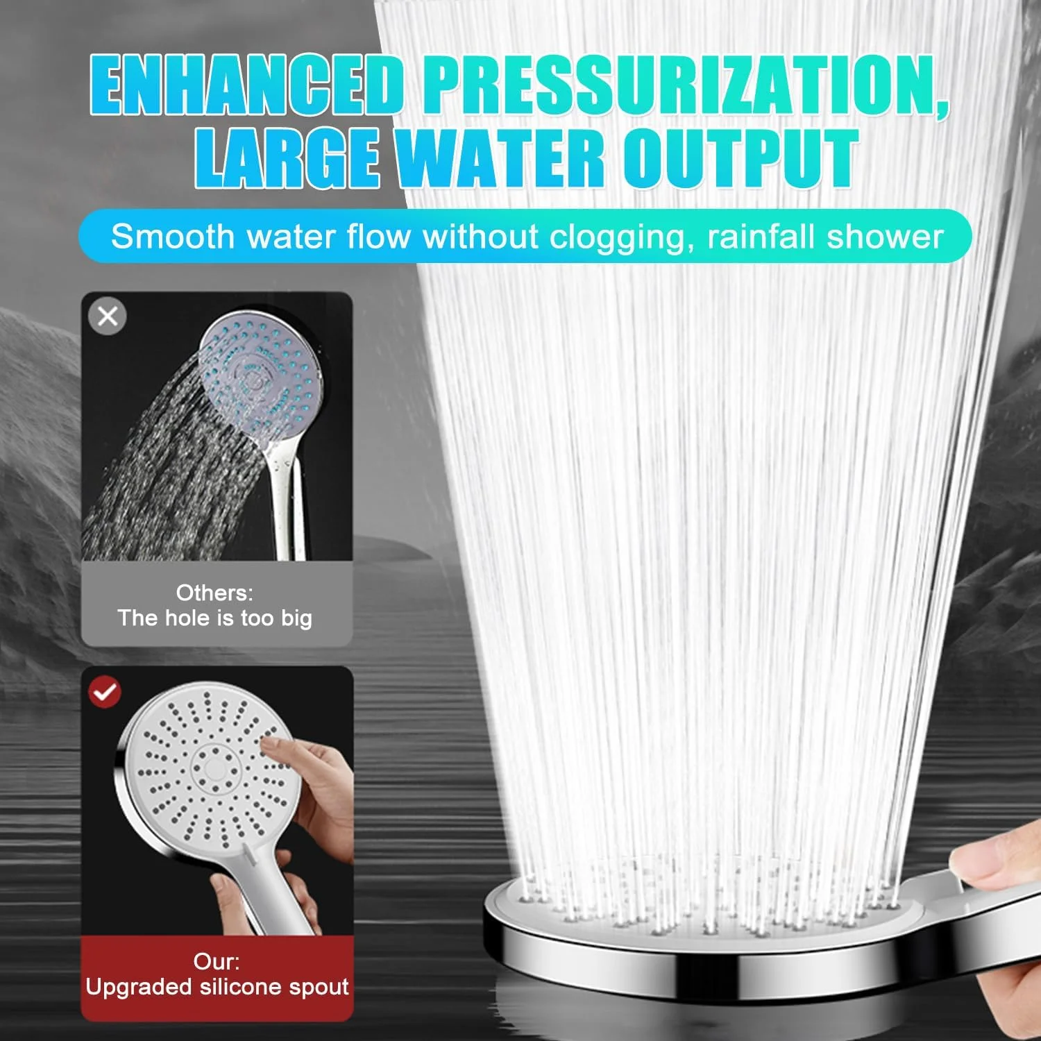 ست سردوش حمام، سردوش دستی 5 حالته با فشار بالا، با شلنگ استیل ضد زنگ فوق العاده بلند و براکت دیواری، برای حمام و اسپا، سردوش دستی مدرن نقره ای