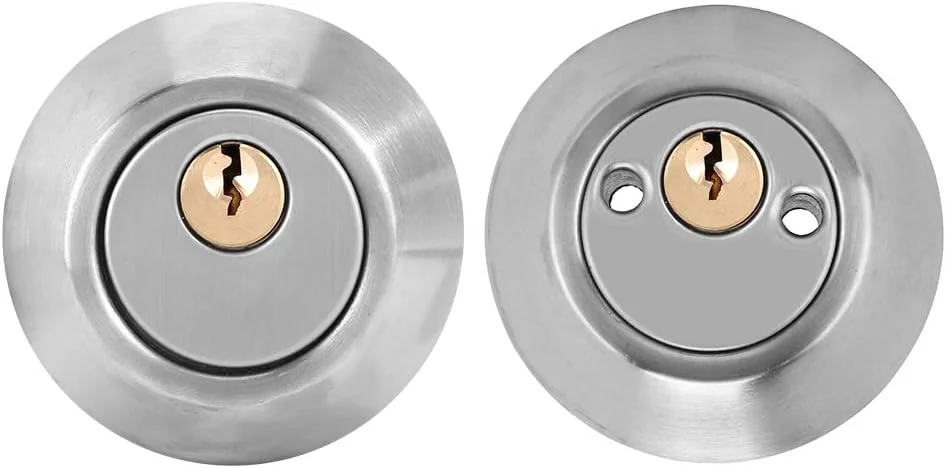 قفل سیلندر دوبل 304، ضد سرقت، عملکرد کنترل کلید، درب چوبی جامد، قهوه ای قرمز (استیل ضد زنگ)