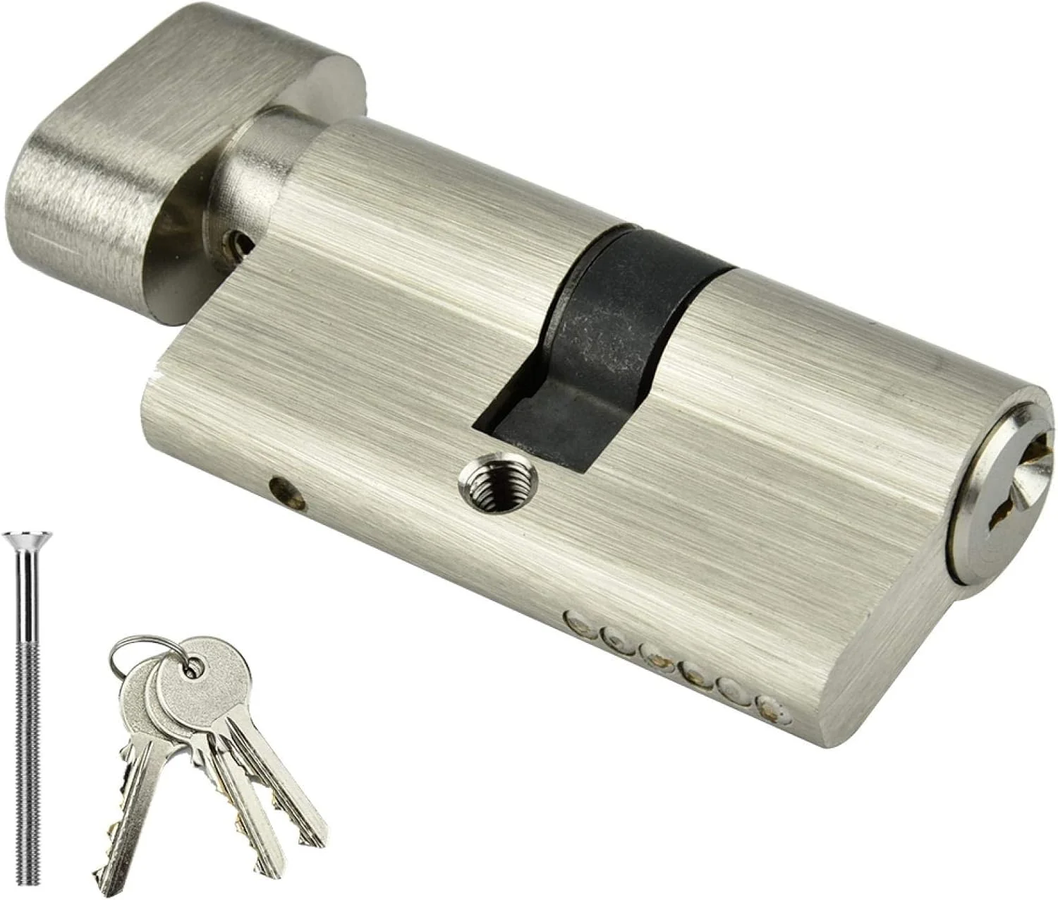 سیلندر قفل درب با کلید، سیلندر قفل درب مسی تک بازشو ضد سرقت مقاوم در برابر خوردگی و ضد زنگ، مناسب برای درب های چوبی، درب آلومینیومی (L=60mm(30/30))