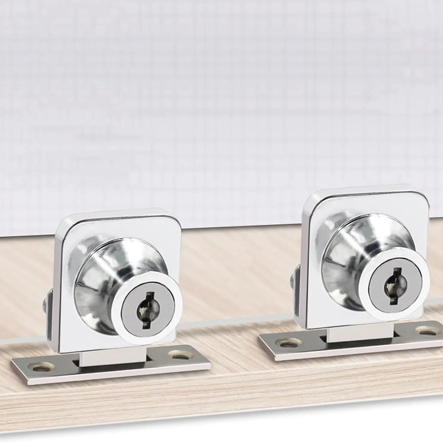 قفل کابینت شیشه ای، 2 ست قفل درب ویترین کابینت شیشه ای تک لنگه با 4 کلید، قفل های جایگزین کابینت نمایش برای درب شیشه ای 5-8 میلی متری، کلید جداگانه بدون سوراخکاری برای موزه، دفتر (آلیاژ روی)