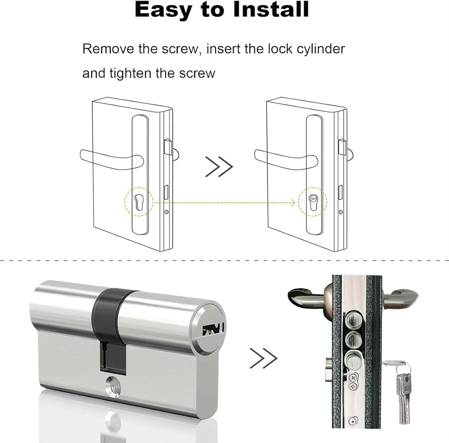 قفل سیلندر نیکل 30/30 یورو (60 میلی متر)، قفل بشکه ای درب یورو با 5 کلید، ضد بازکردن، ضد ضربه، ضد سوراخکاری، امنیت بالا برای درهای UPVC، چوبی و کامپوزیت قفل سیلندر نیکل 30/30 یورو (60 میلی متر)، قفل بشکه ای درب یورو با 5 کلید، ضد بازکردن، ضد ضربه، ضد سوراخکاری، امنیت بالا برای درهای UPVC، چوبی و کامپوزیت