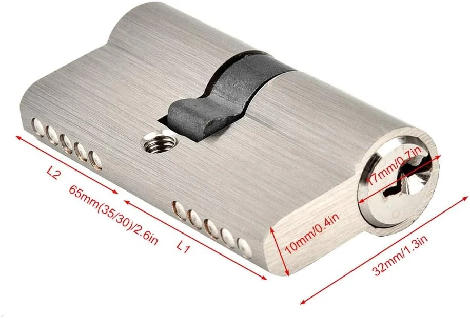 سیلندر قفل دو طرفه مسی ضد ضربه، ضد سوراخ، ضد سرقت برای درب چوبی، 60/65 میلی متر (60)