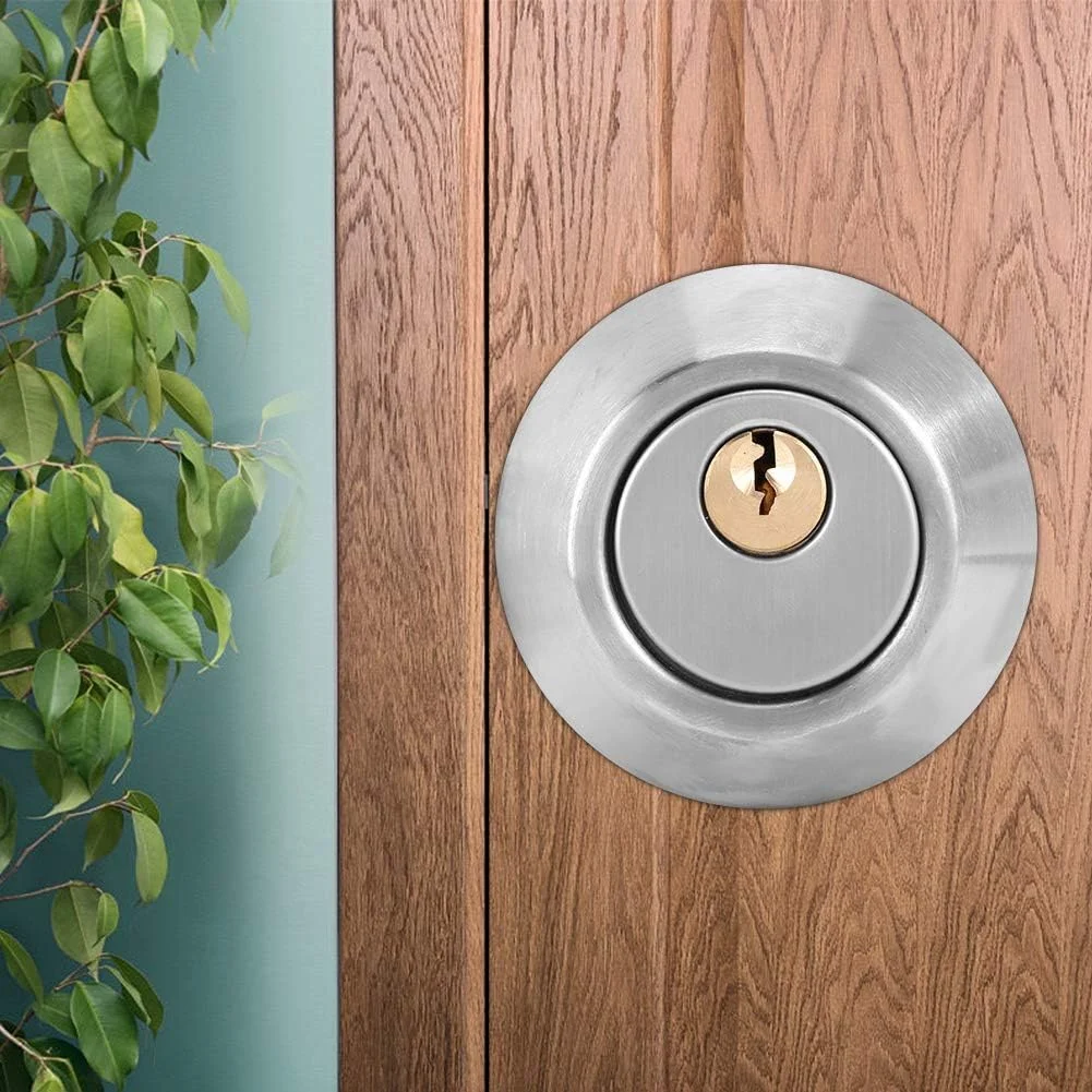 قفل سیلندر دوبل 304، ضد سرقت، عملکرد کنترل کلید، درب چوبی جامد، قهوه ای قرمز (استیل ضد زنگ)