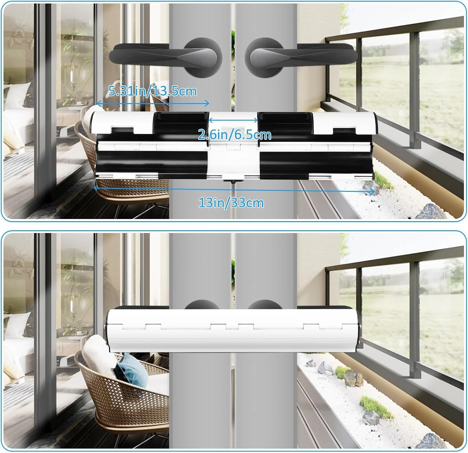 قفل امنیتی درب پاسیو BIGTHREE، قفل دستگیره درب فرانسوی سنگین، قفل زبانه مرده ورودی دو طرفه برای درب های شیشه ای کشویی، درب های گلخانه ای، تقویت ایمنی خانه