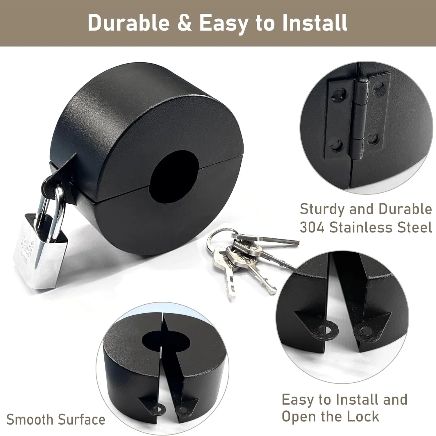 محافظ قفل دستگیره گرد درب BIGTHREE با قفل آویز - ایمن برای کودکان، جلوگیری از چرخاندن دستگیره ها و ورود از طریق سوراخ کلید، دستگاه محدود کننده چرخش، همچنین برای شیرآلات/فلکه ها، افزایش ایمنی و امنیت