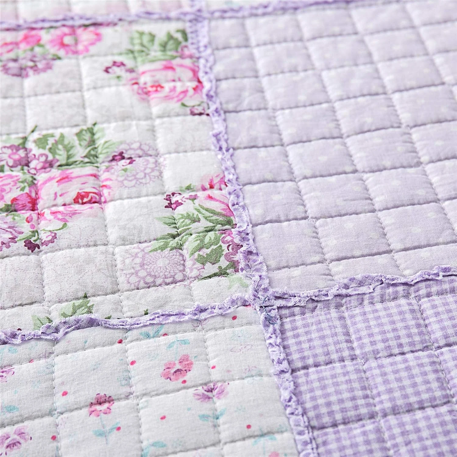 روتختی تکه دوزی شده طرح دار 230x250 سانتی متر سایز کینگ بنفش طرح گلدار زیبا پنبه ای دو رو لحاف روتختی دکور اتاق خواب به همراه 2 روبالشتی روتختی تکه دوزی شده طرح دار 230x250 سانتی متر سایز کینگ بنفش طرح گلدار زیبا پنبه ای دو رو لحاف روتختی دکور اتاق خواب به همراه 2 روبالشتی