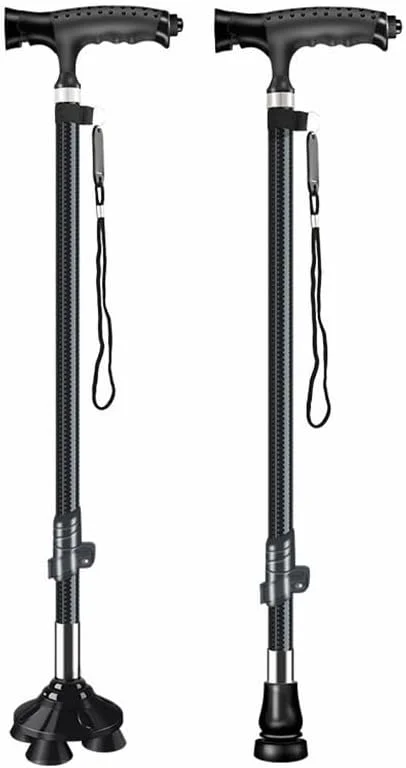 عصای سالمندان کول بیبی، عصای تلسکوپی فوق سبک کربنی، عصای چند منظوره، عصای خودایستا با چراغ LED، دسته ماساژ مغناطیسی.