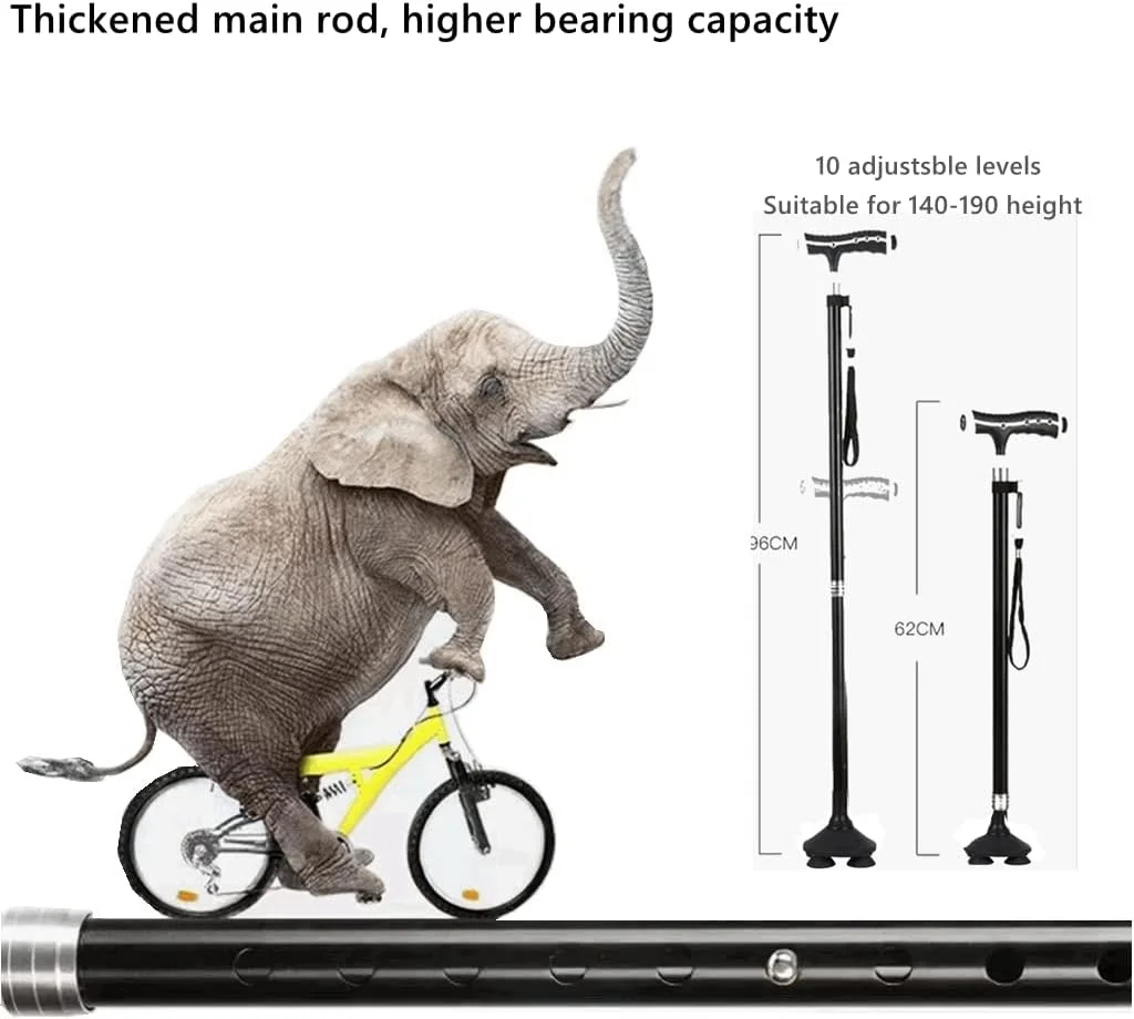 عصای چند منظوره آلیاژ آلومینیوم کول بیبی با چراغ LED و تکیه گاه بازوی قابل تنظیم برای افراد مسن