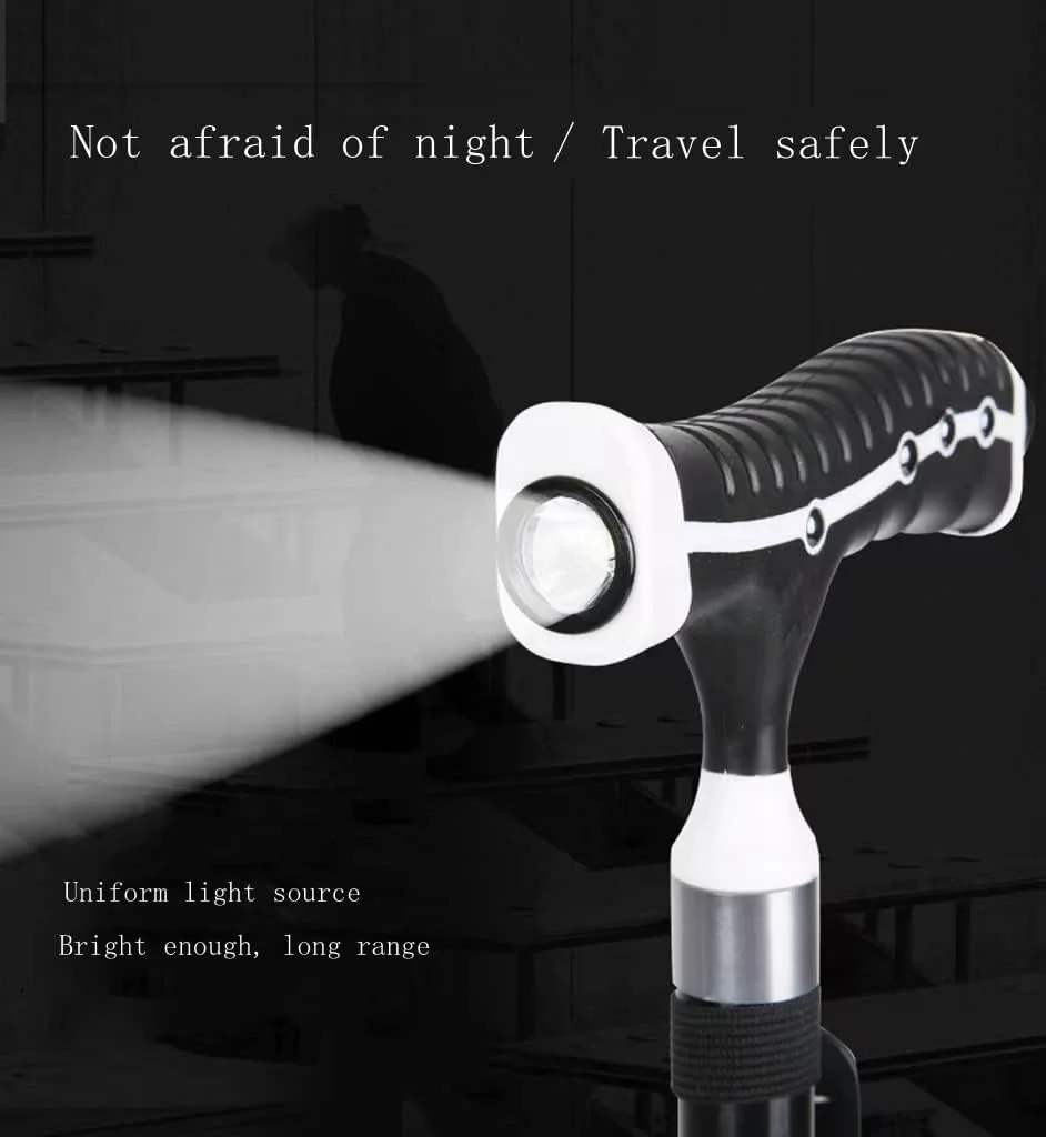 عصای چند منظوره آلیاژ آلومینیوم کول بیبی با چراغ LED و تکیه گاه بازوی قابل تنظیم برای افراد مسن