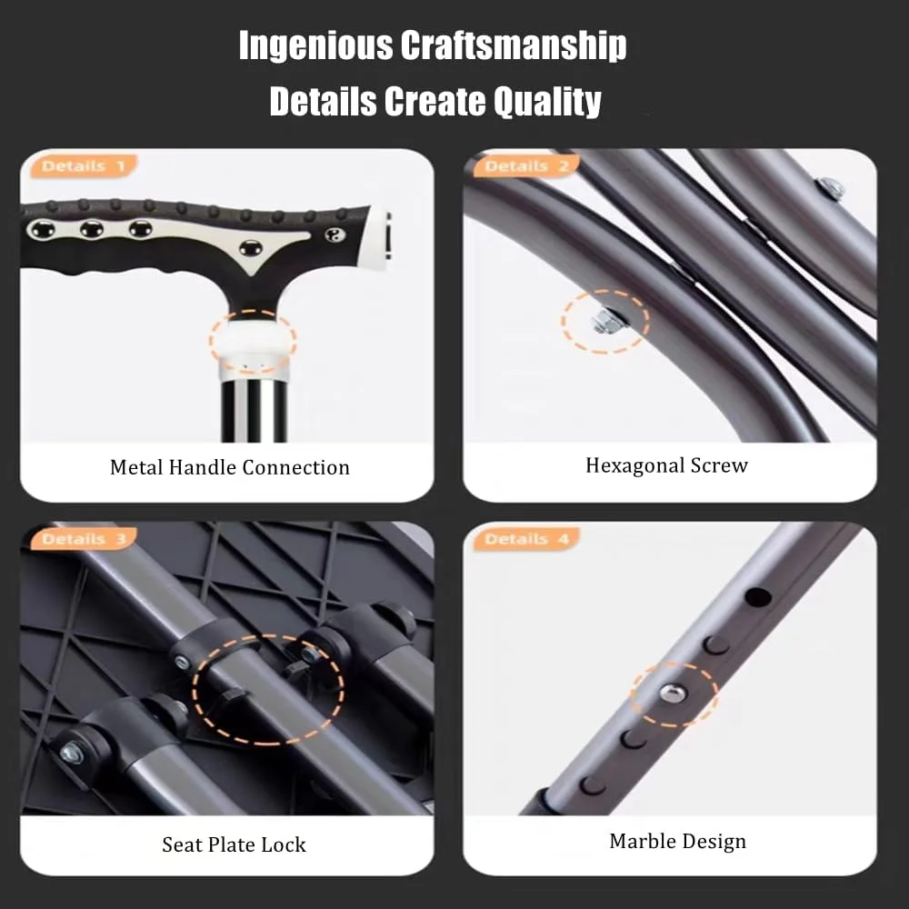 عصای پیاده روی آلیاژ آلومینیوم COOLBABY با صندلی، عصای مسافرتی کوهنوردی با صندلی تاشو قابل حمل عصای پیاده روی آلیاژ آلومینیوم COOLBABY با صندلی، عصای مسافرتی کوهنوردی با صندلی تاشو قابل حمل