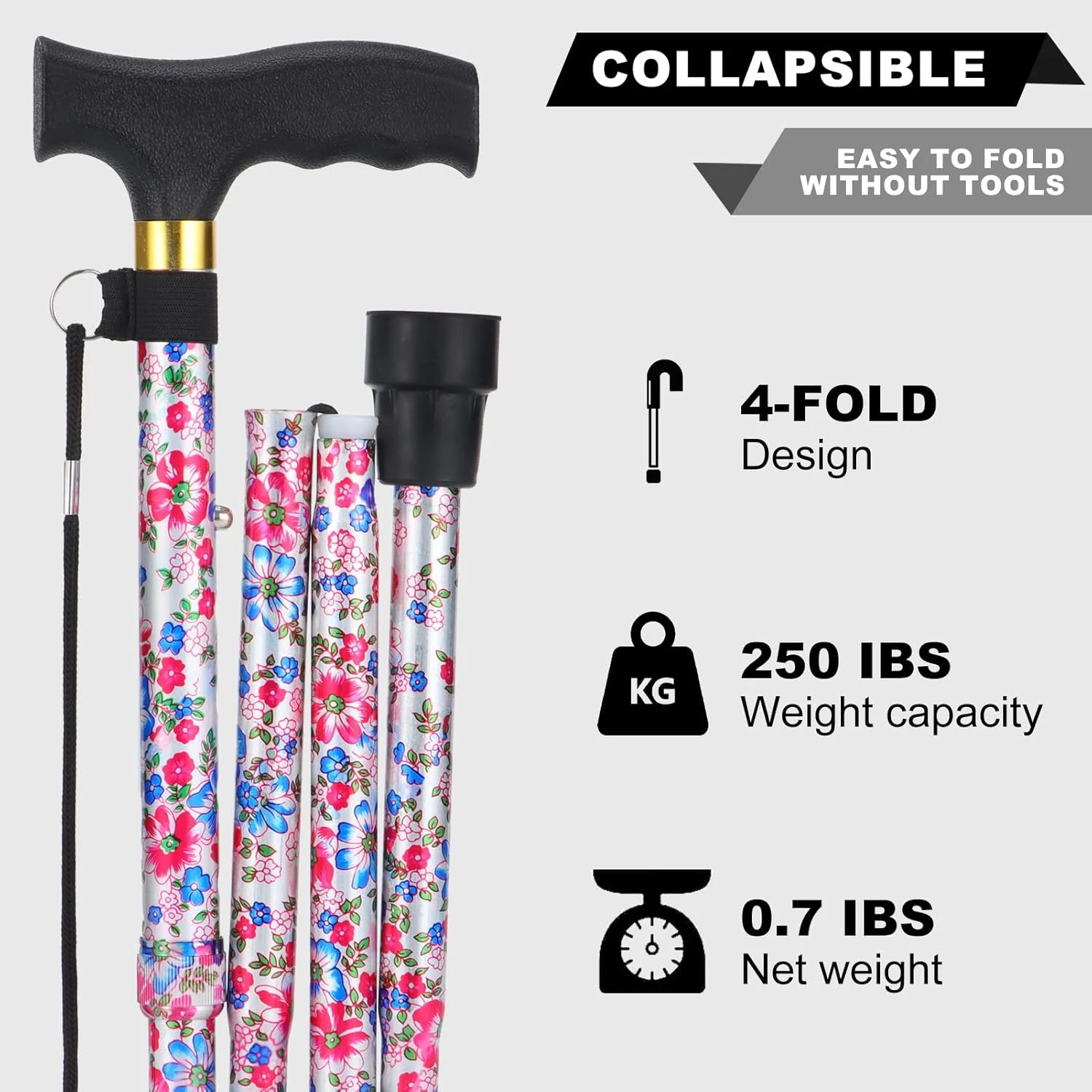 عصای پیادهروی پارلورا برای زنان و مردان، تاشو، سبک وزن، شیک، عصای تاشو | عصا برای سالمندان و بزرگسالان با دسته T راحت عصای پیادهروی پارلورا برای زنان و مردان، تاشو، سبک وزن، شیک، عصای تاشو | عصا برای سالمندان و بزرگسالان با دسته T راحت