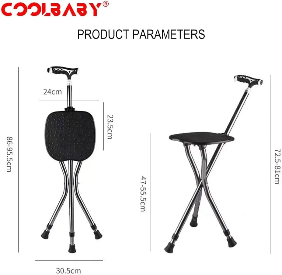 عصای پیاده روی آلیاژ آلومینیوم COOLBABY با صندلی، عصای مسافرتی کوهنوردی با صندلی تاشو قابل حمل عصای پیاده روی آلیاژ آلومینیوم COOLBABY با صندلی، عصای مسافرتی کوهنوردی با صندلی تاشو قابل حمل