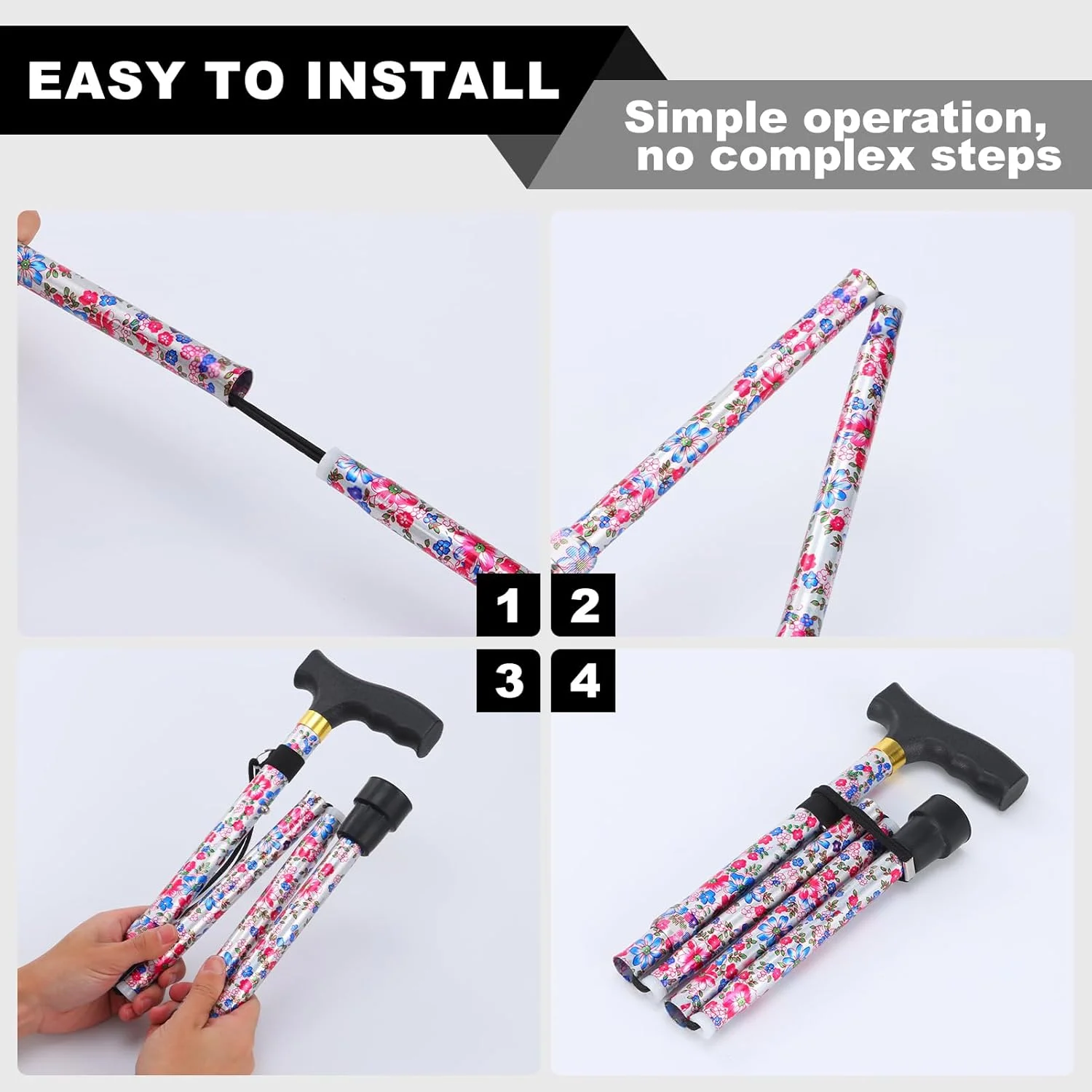 عصای پیادهروی پارلورا برای زنان و مردان، تاشو، سبک وزن، شیک، عصای تاشو | عصا برای سالمندان و بزرگسالان با دسته T راحت عصای پیادهروی پارلورا برای زنان و مردان، تاشو، سبک وزن، شیک، عصای تاشو | عصا برای سالمندان و بزرگسالان با دسته T راحت