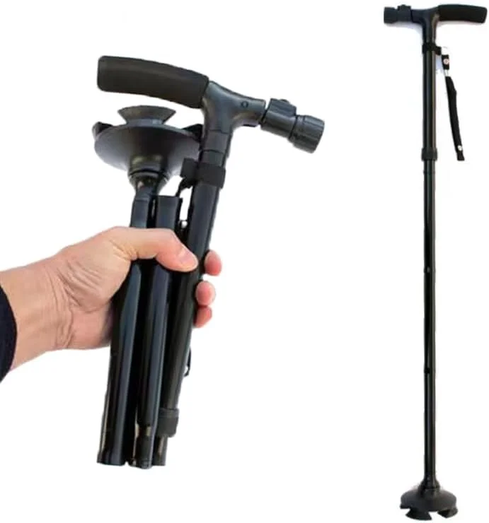 عصا تاشو با چراغ LED، عصای قابل تنظیم برای مردان و زنان عصا تاشو با چراغ LED، عصای قابل تنظیم برای مردان و زنان