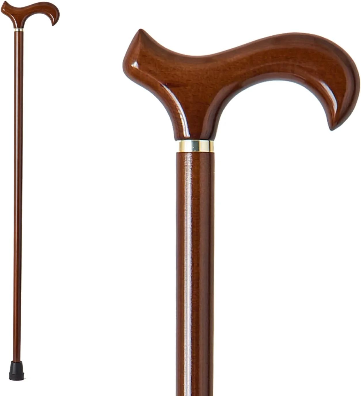عصای چوبی دست ساز GUYUE برای مردان و زنان، عصای چوبی ارگونومیک برای سالمندان، دارای نوک لاستیکی بهتر - 37 اینچ