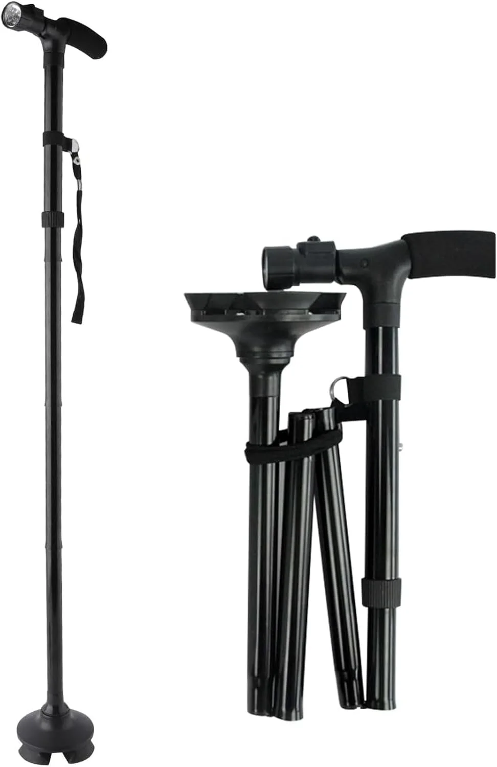 عصای پیاده روی هالامودو برای آقایان و بانوان، تاشو، قابل تنظیم، پایدار و ضد لغزش، نسخه راحت (مشکی) عصای پیاده روی هالامودو برای آقایان و بانوان، تاشو، قابل تنظیم، پایدار و ضد لغزش، نسخه راحت (مشکی)