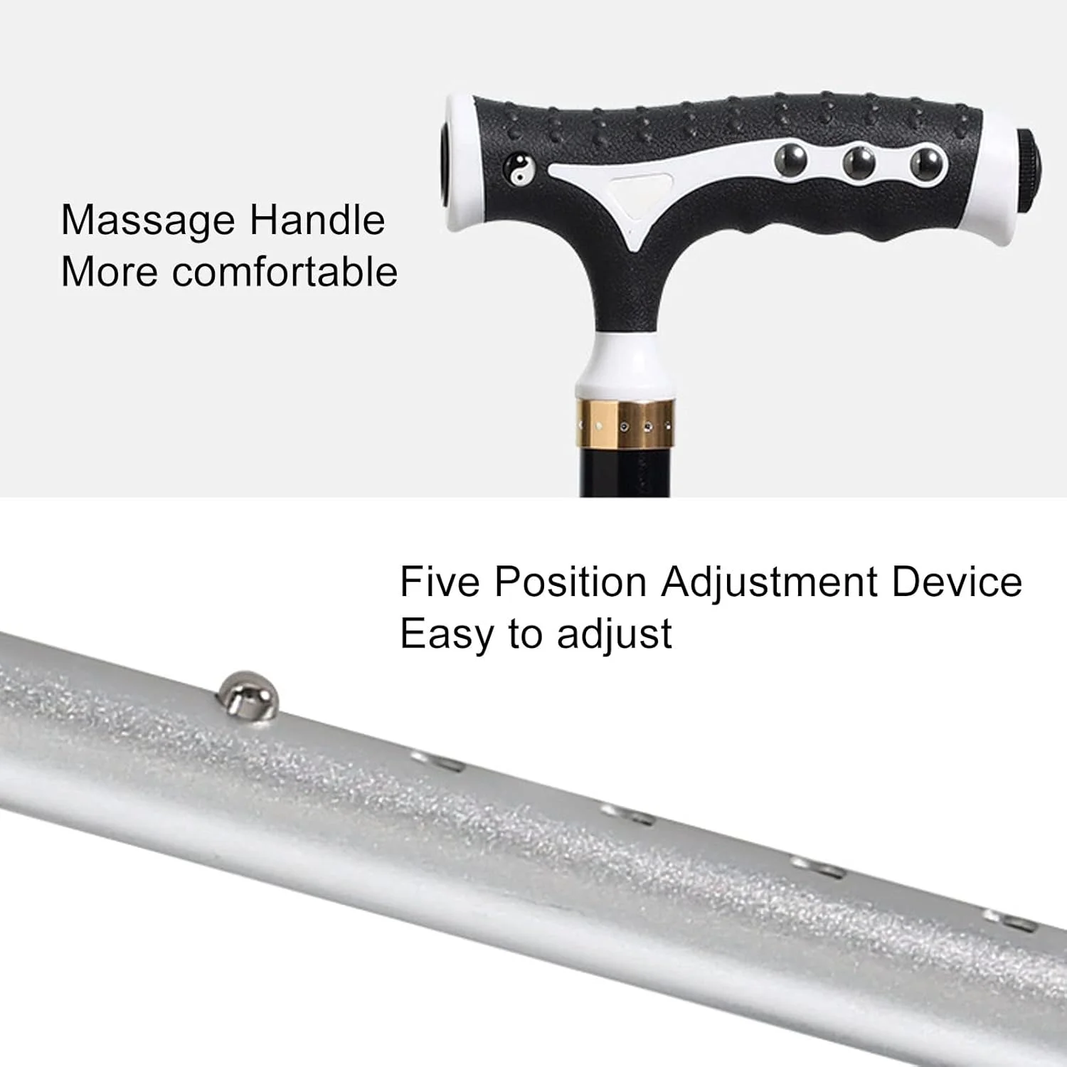 صندلی عصایی GUPE، صندلی تاشو قابل حمل با ارتفاع قابل تنظیم، صندلی عصایی پایدار با حلقه قفل شونده به همراه چراغ قوه LED، پدهای ضد لغزش، صفحه صندلی بزرگ شده برای سالمندان صندلی عصایی GUPE، صندلی تاشو قابل حمل با ارتفاع قابل تنظیم، صندلی عصایی پایدار با حلقه قفل شونده به همراه چراغ قوه LED، پدهای ضد لغزش، صفحه صندلی بزرگ شده برای سالمندان